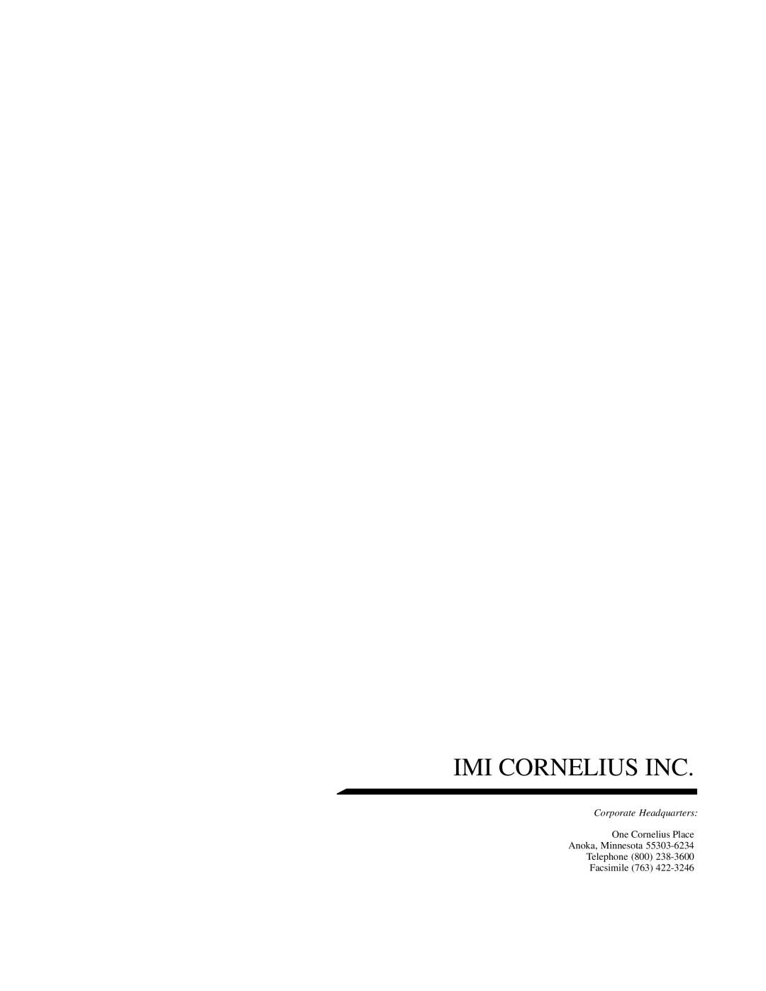 Cornelius UCR 700 Series service manual IMI Cornelius INC 