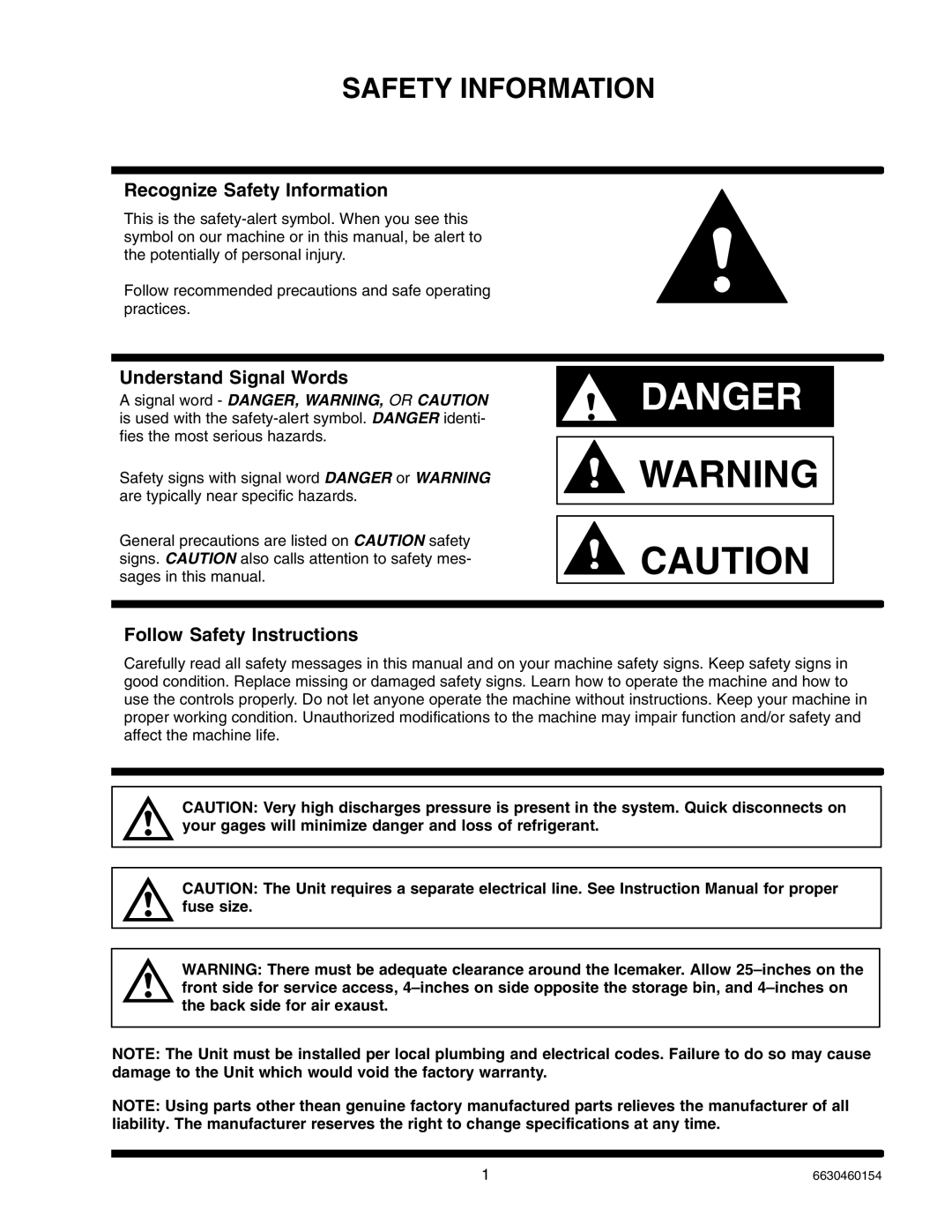 Cornelius UCR 700 Series Recognize Safety Information, Understand Signal Words, Follow Safety Instructions 