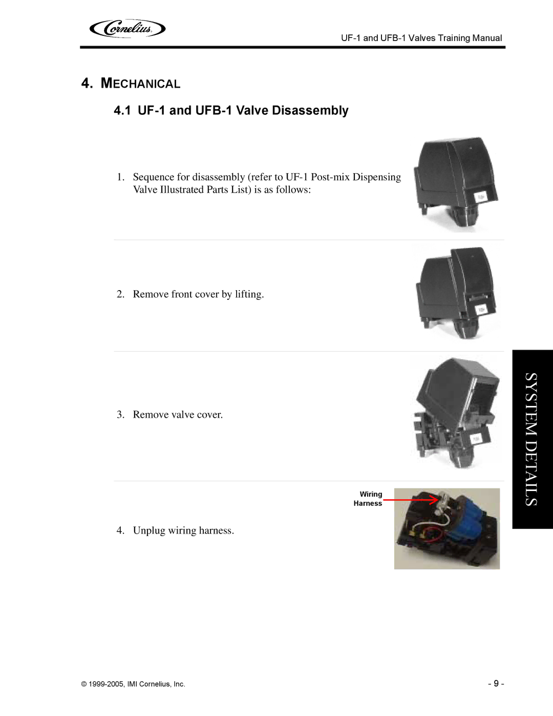 Cornelius manual UF-1 and UFB-1 Valve Disassembly 