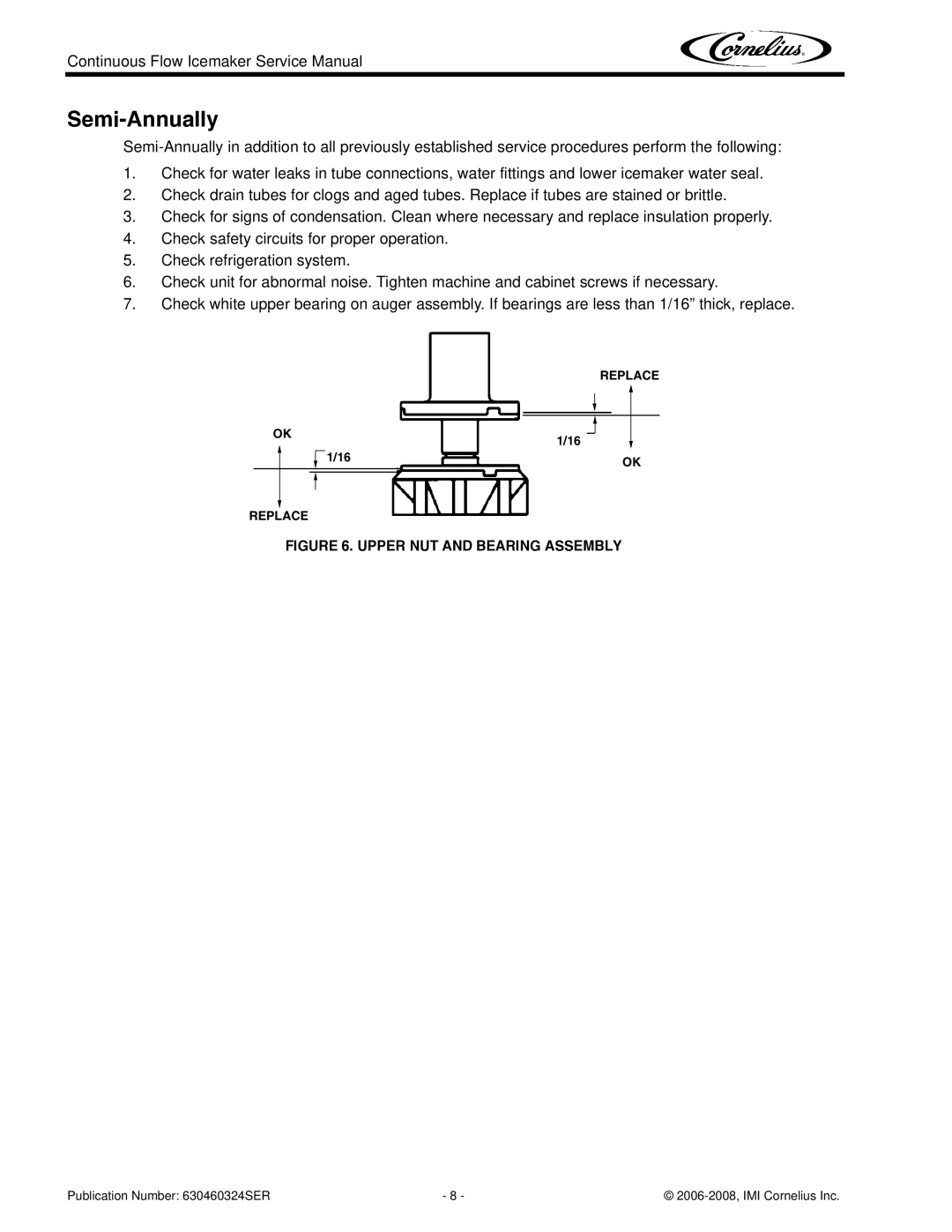 Cornelius WCC1401-A service manual Semi-Annually 