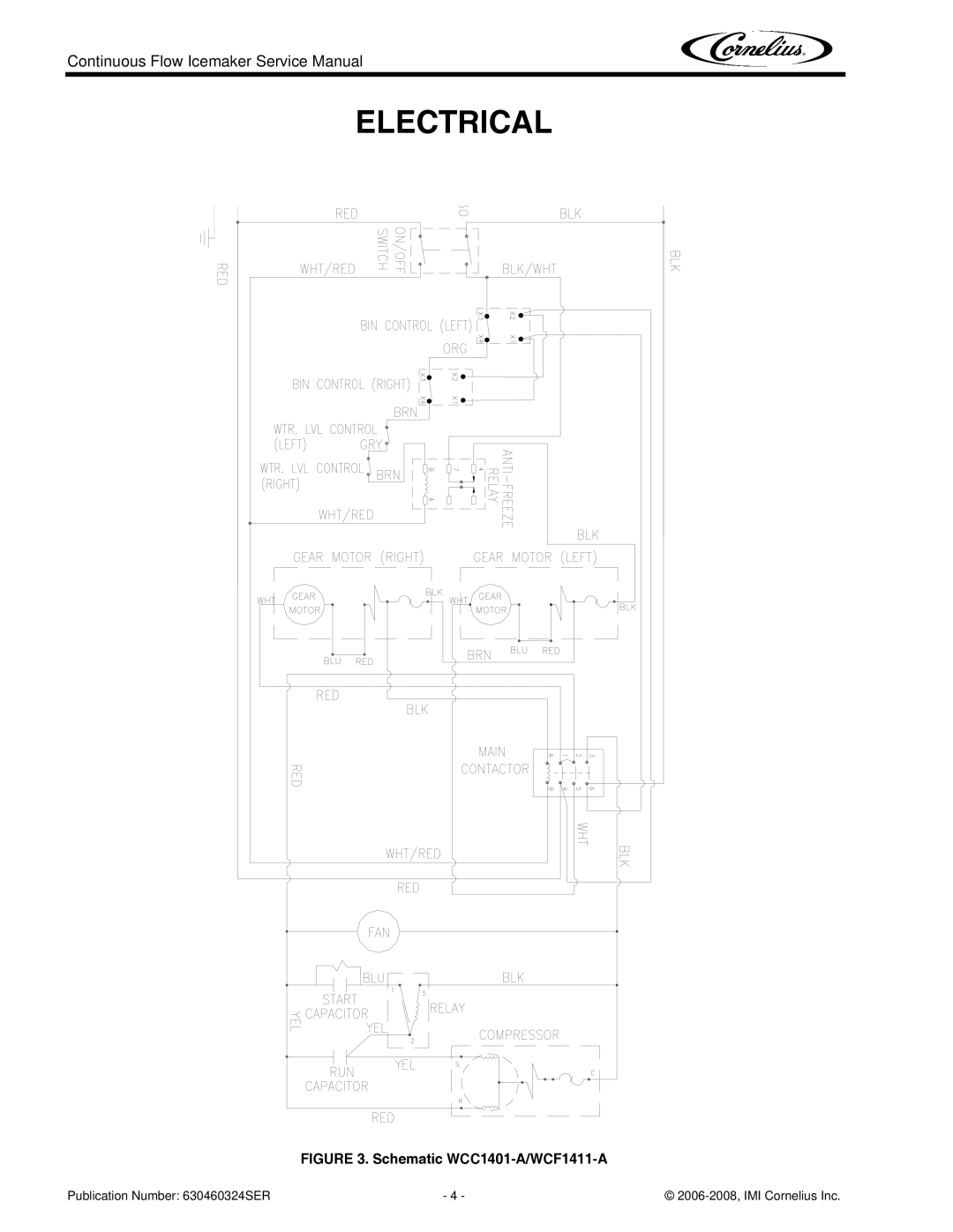 Cornelius service manual Electrical, Schematic WCC1401-A/WCF1411-A 