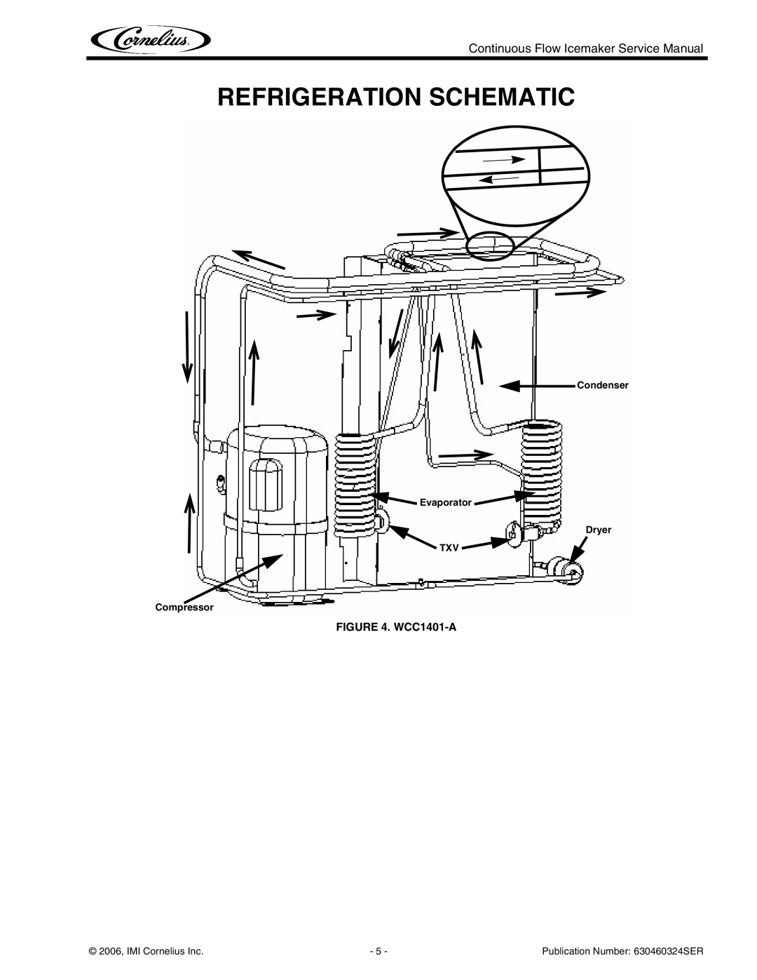 Cornelius WCF1411-A service manual Refrigeration Schematic, WCC1401-A 