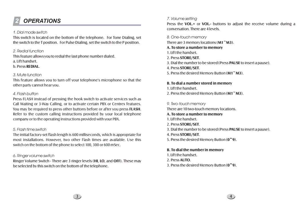 Cortelco 1201 warranty Operations 