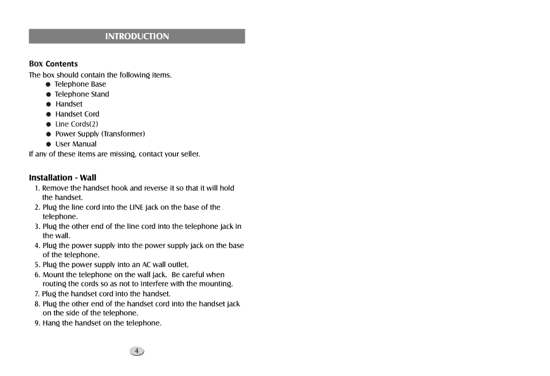 Cortelco 122000TP227S user manual Introduction, Box Contents 