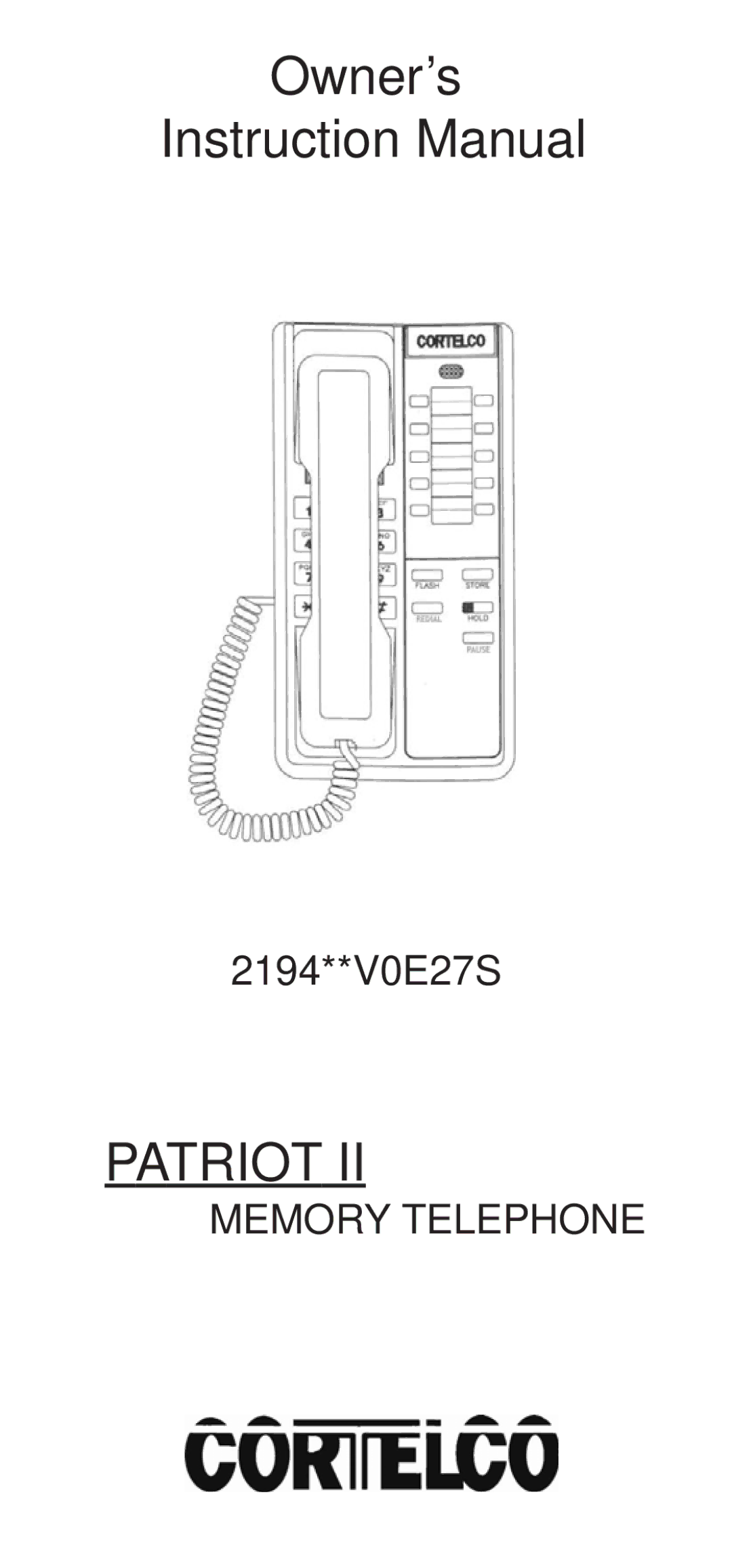 Cortelco 2194**V0E27S instruction manual Patriot 