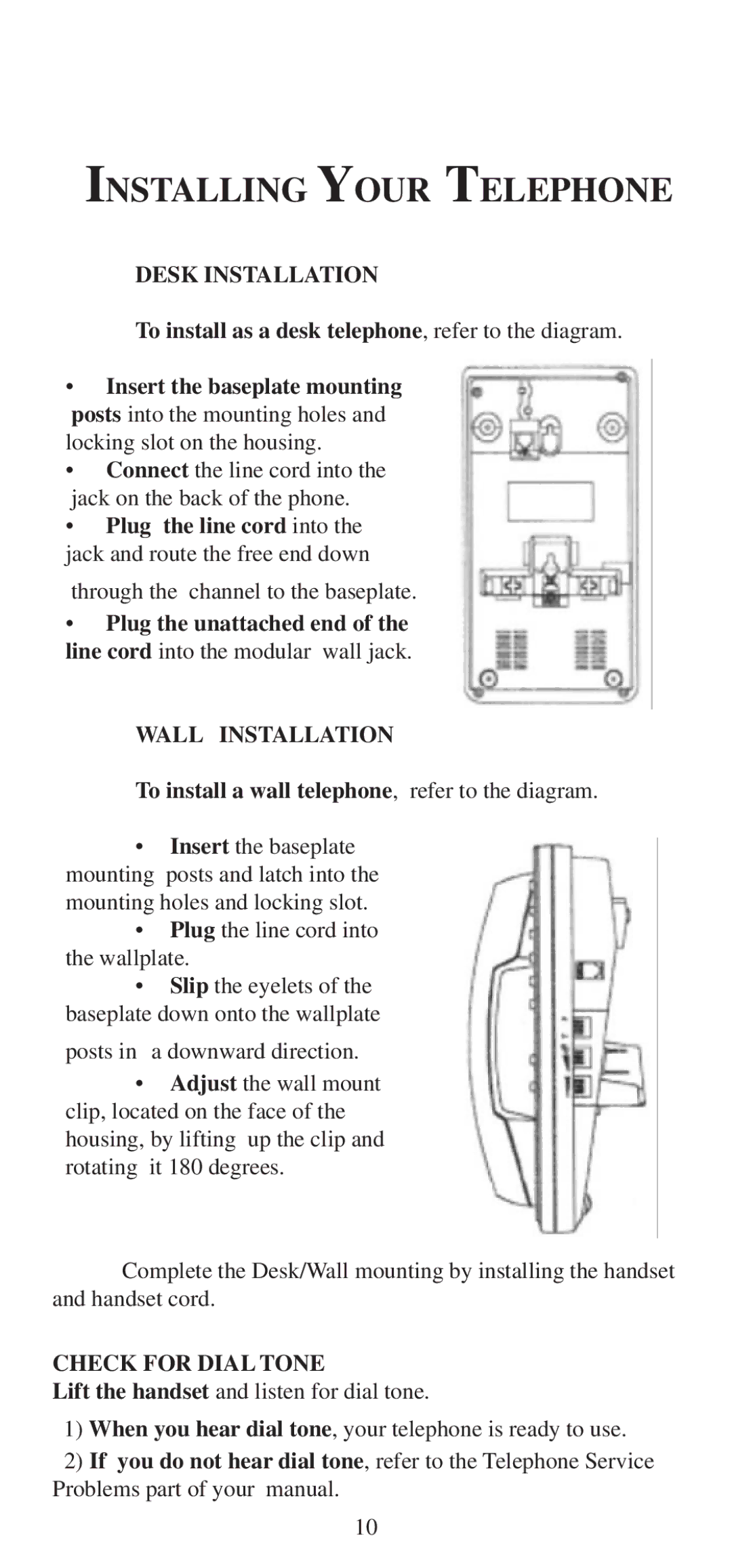 Cortelco 2194**V0E27S instruction manual Desk Installation 