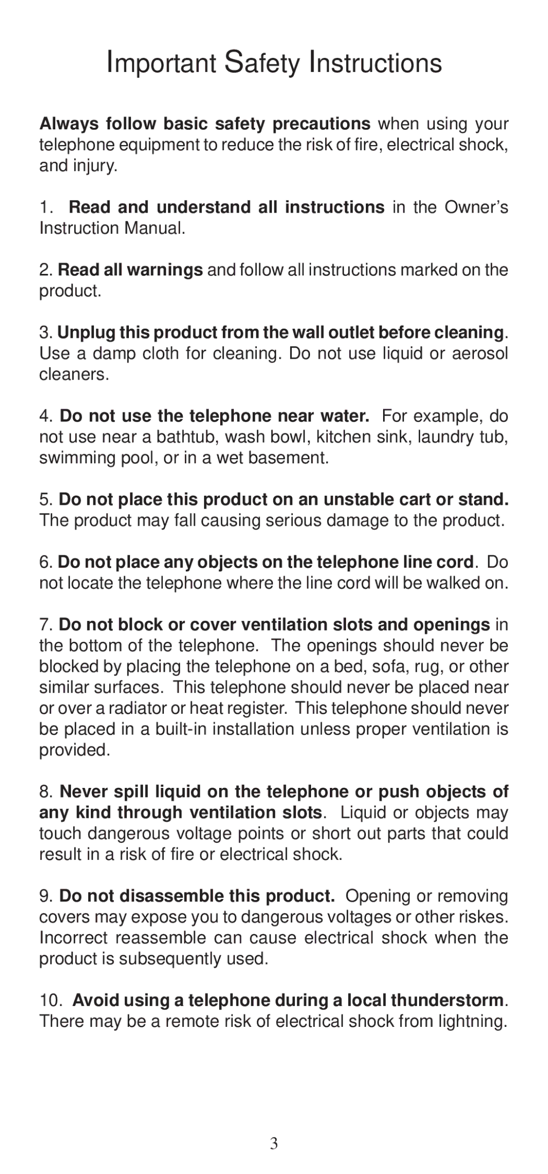 Cortelco 2194**V0E27S instruction manual Important Safety Instructions 