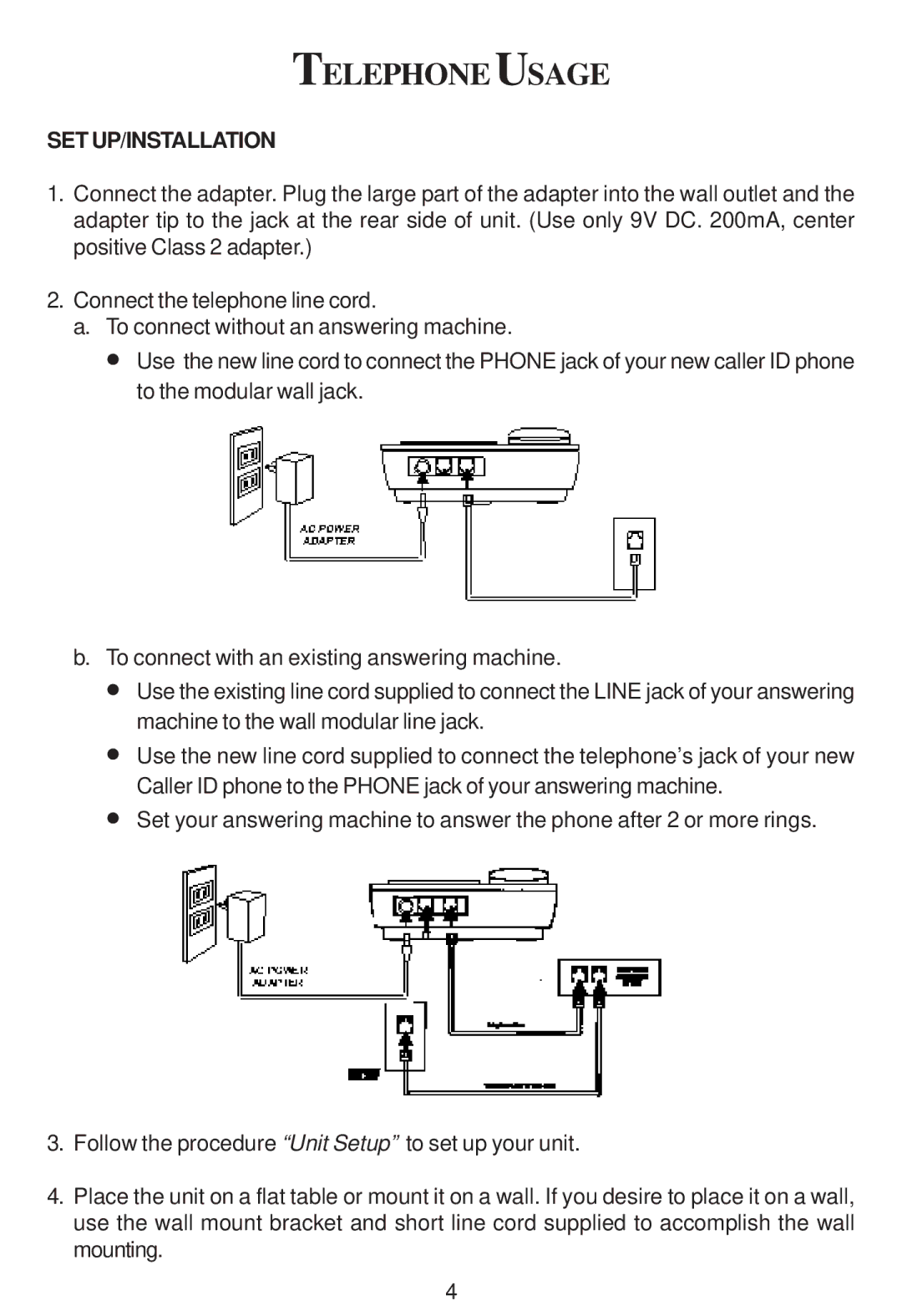 Cortelco 2194**VOE27S instruction manual Telephone Usage, Set Up/Installation 