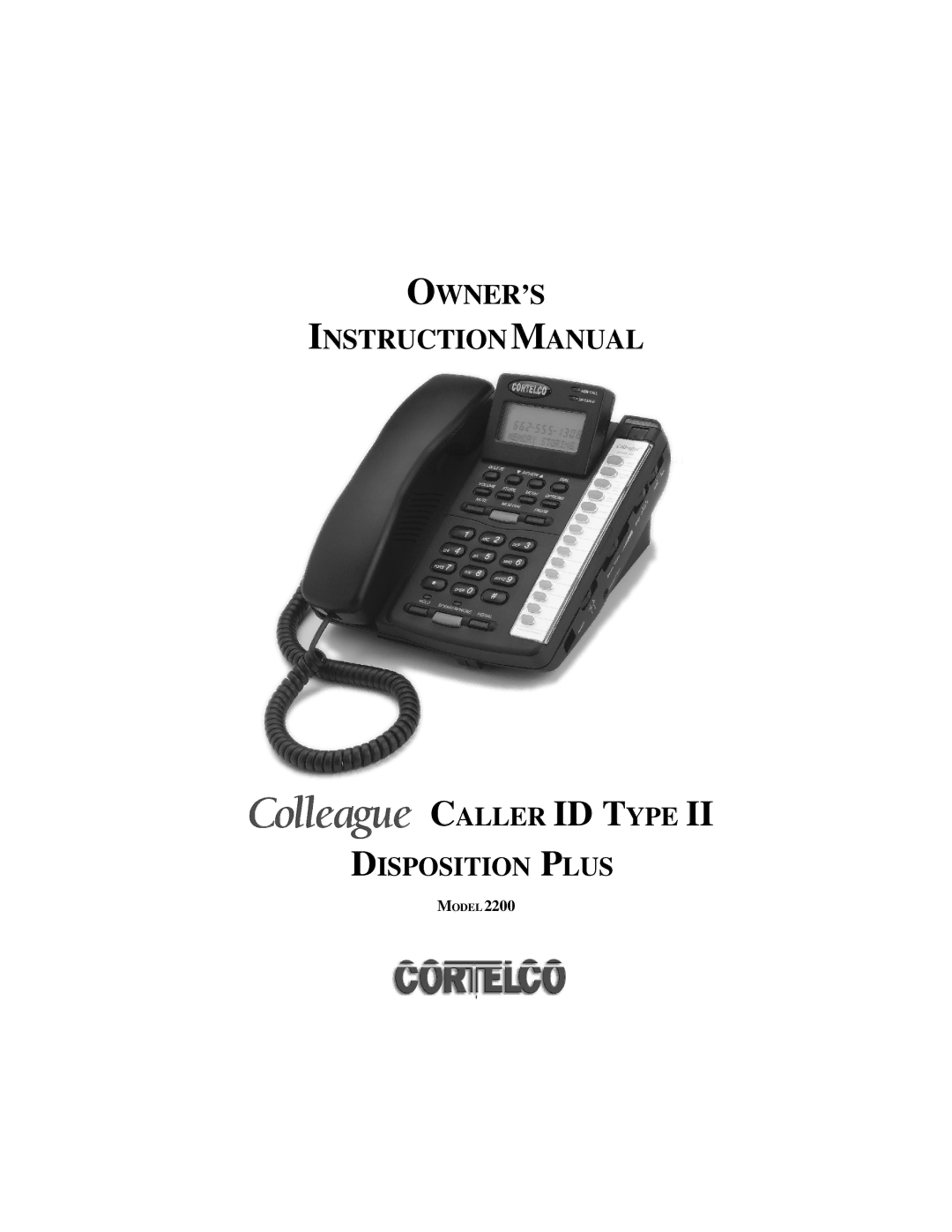 Cortelco 2200 instruction manual Owner’S 