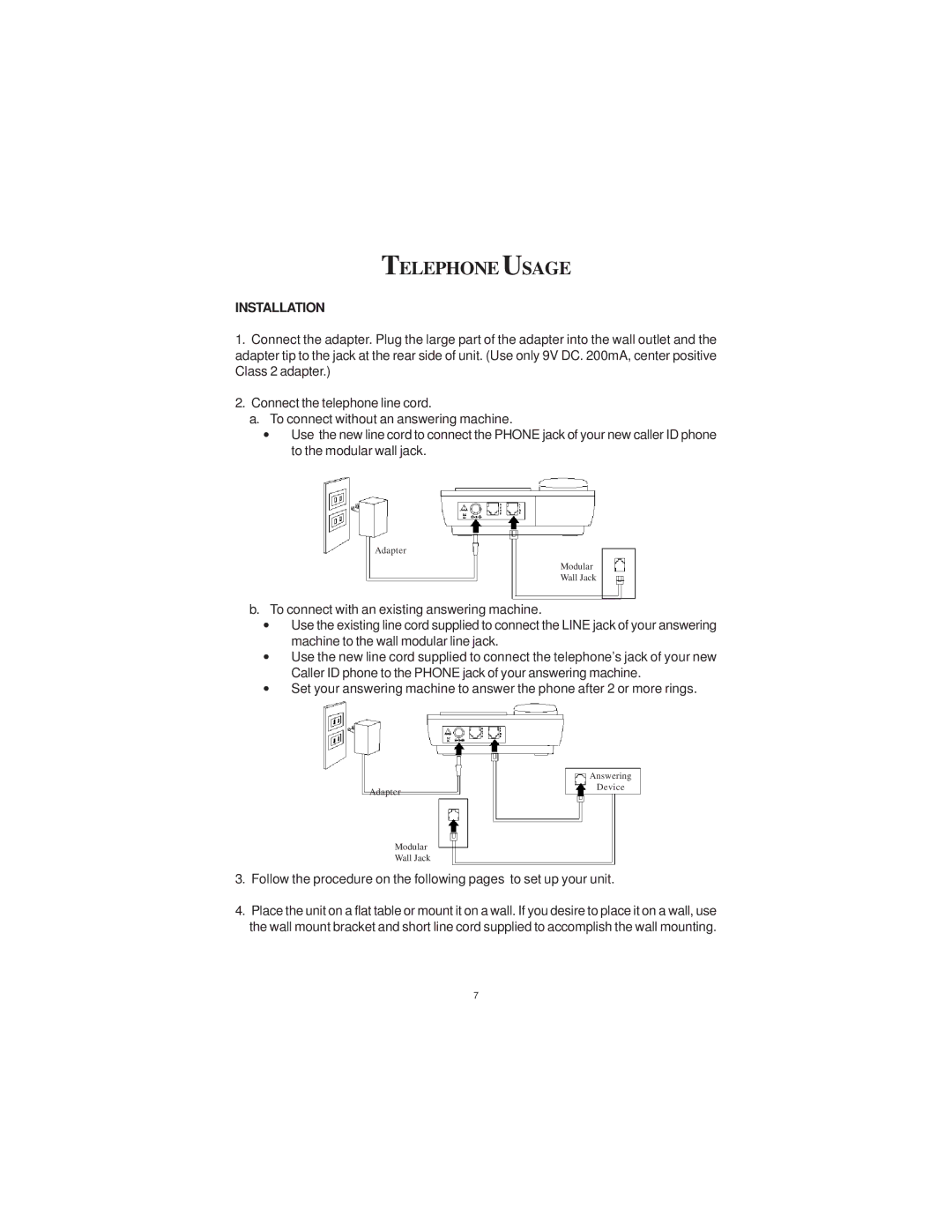 Cortelco 2200 instruction manual Telephone Usage, Installation 