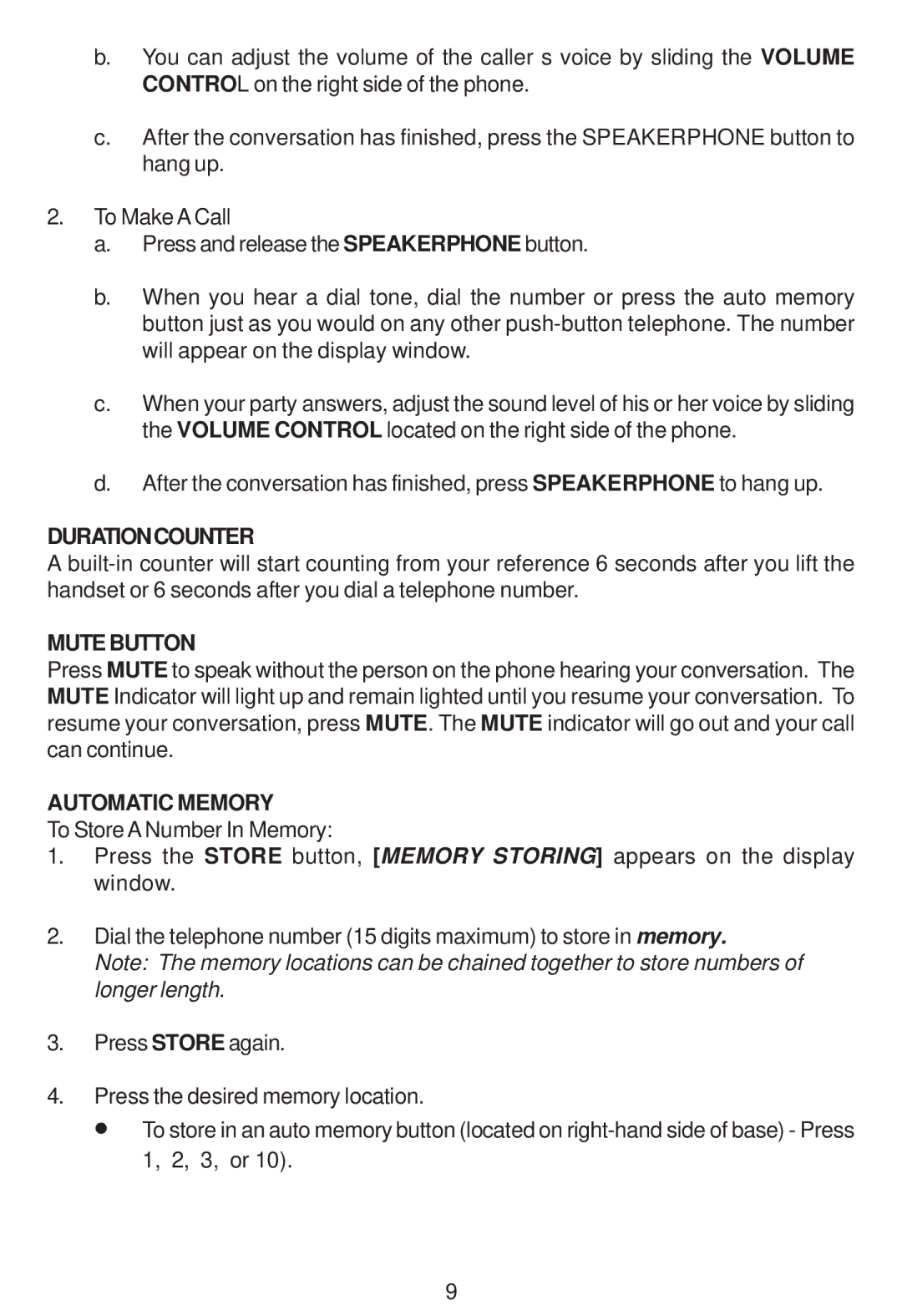 Cortelco 2200 instruction manual Durationcounter, Mutebutton, Automatic Memory 