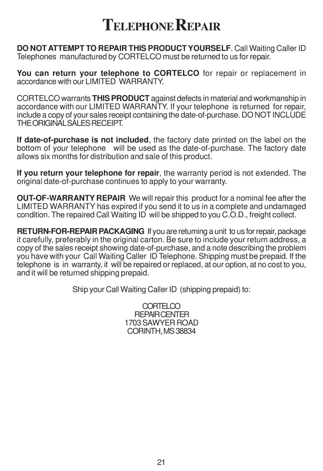 Cortelco 2200 instruction manual Telephonerepair 