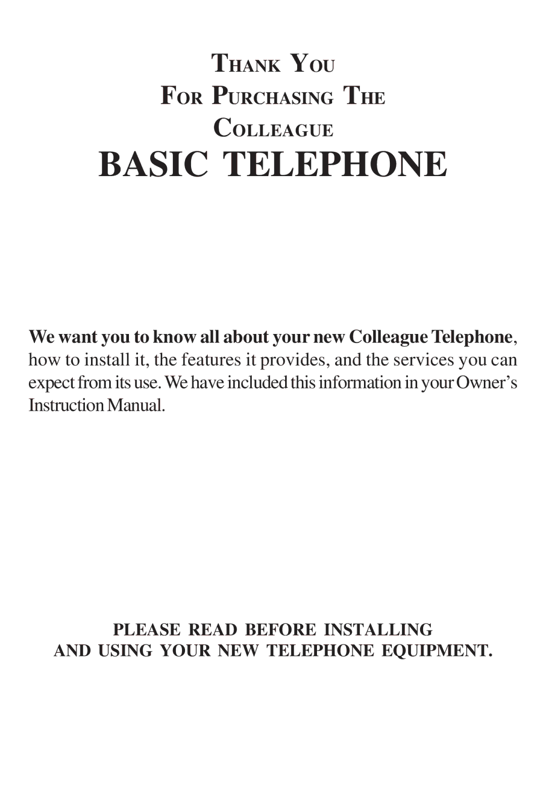 Cortelco 2201 instruction manual Basic Telephone 