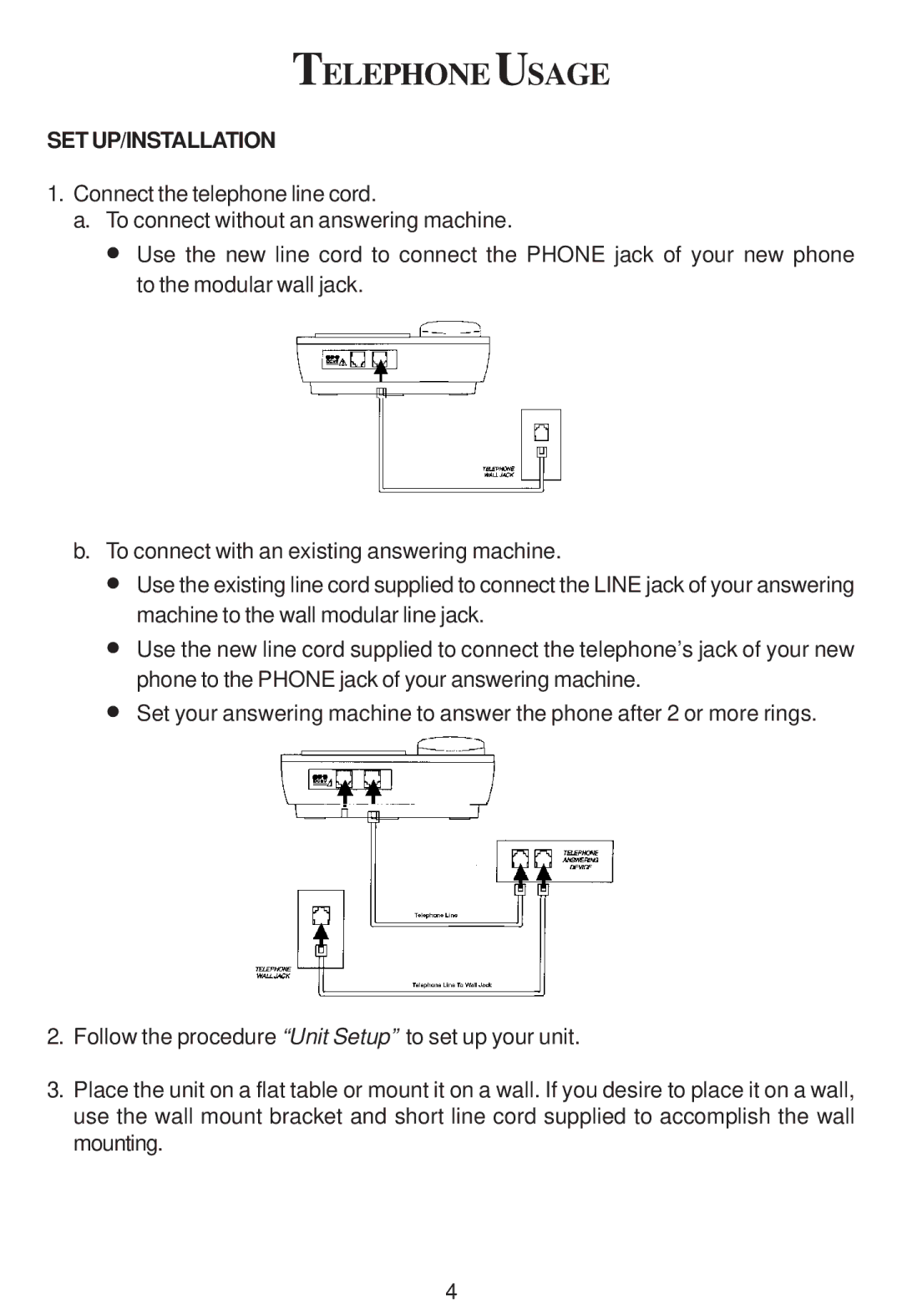 Cortelco 2201 instruction manual Telephone Usage, Set Up/Installation 