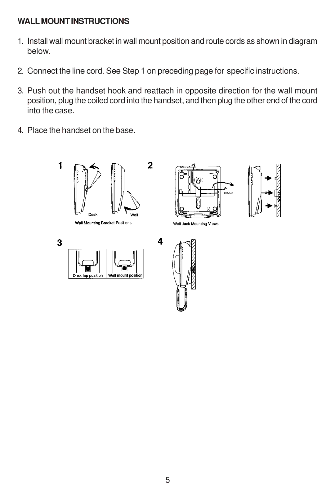 Cortelco 2203 instruction manual Wall Mount Instructions 