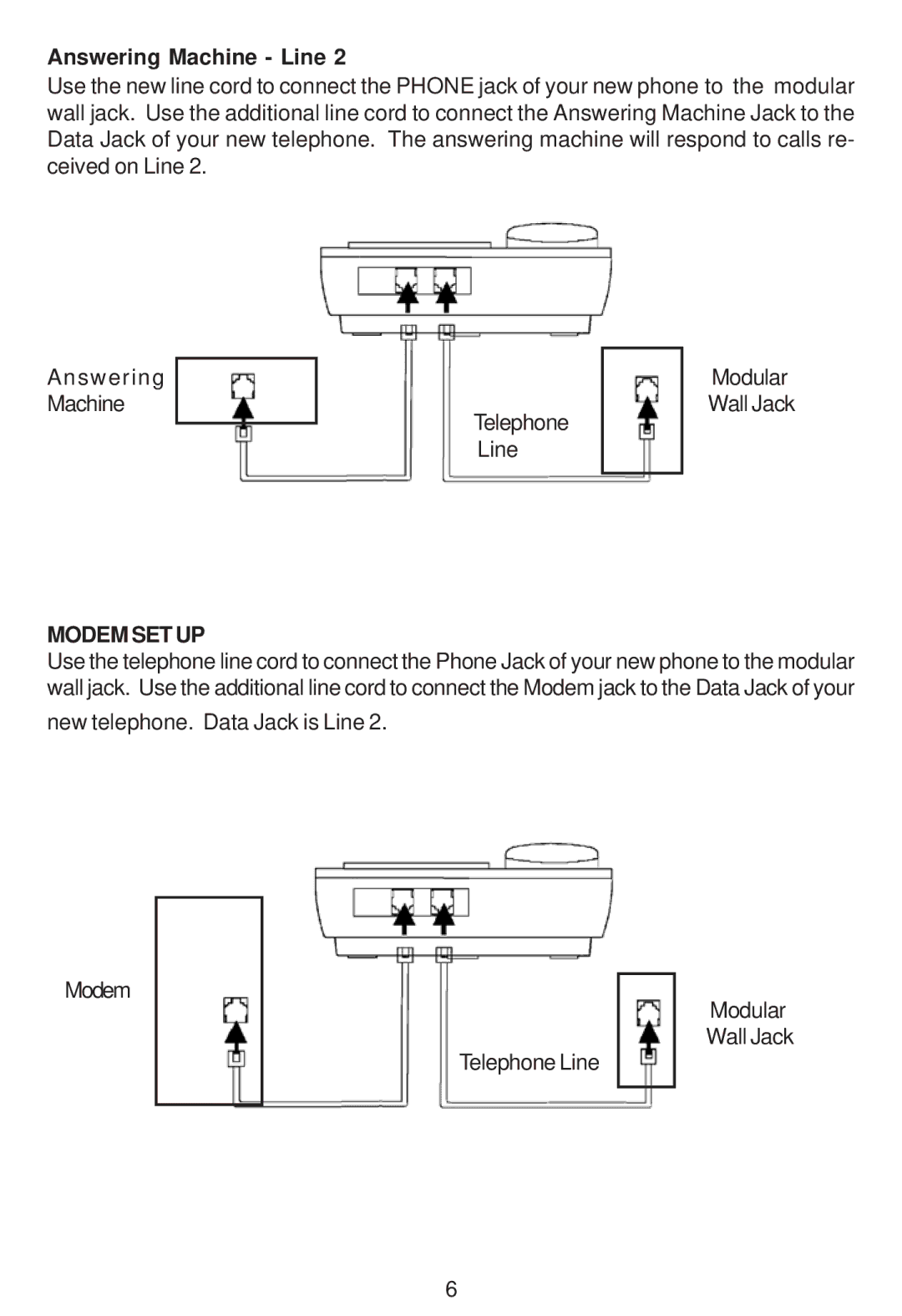 Cortelco 2205 instruction manual Modem SET UP 