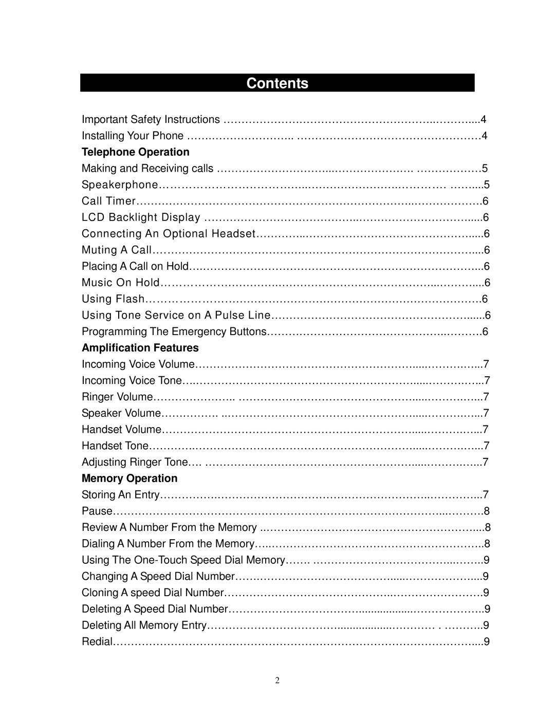 Cortelco 2420 instruction manual Contents 