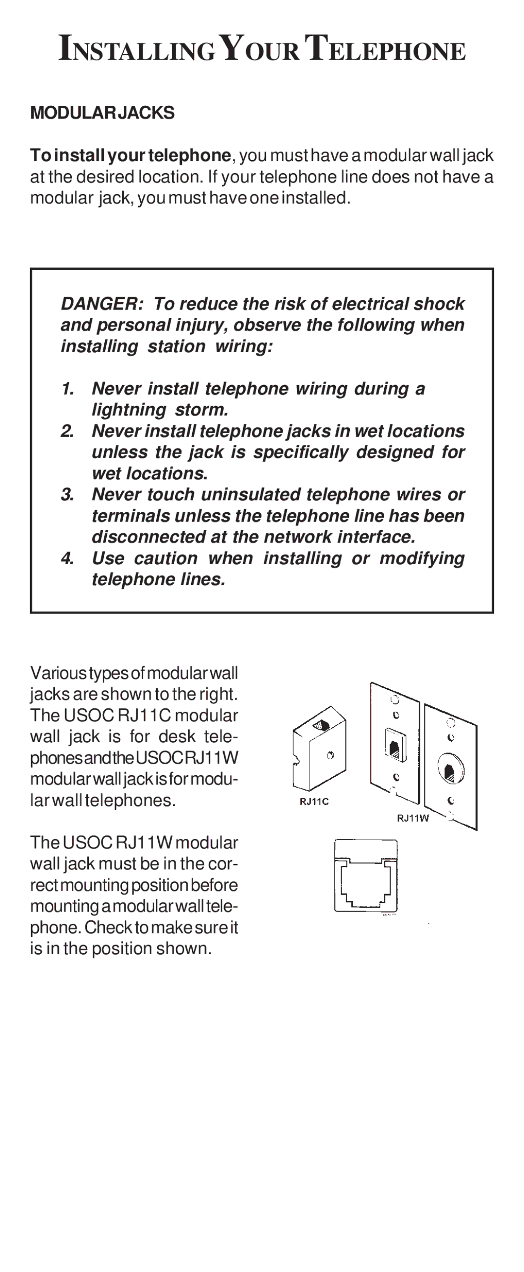 Cortelco 2554, 2500 instruction manual Modularjacks 