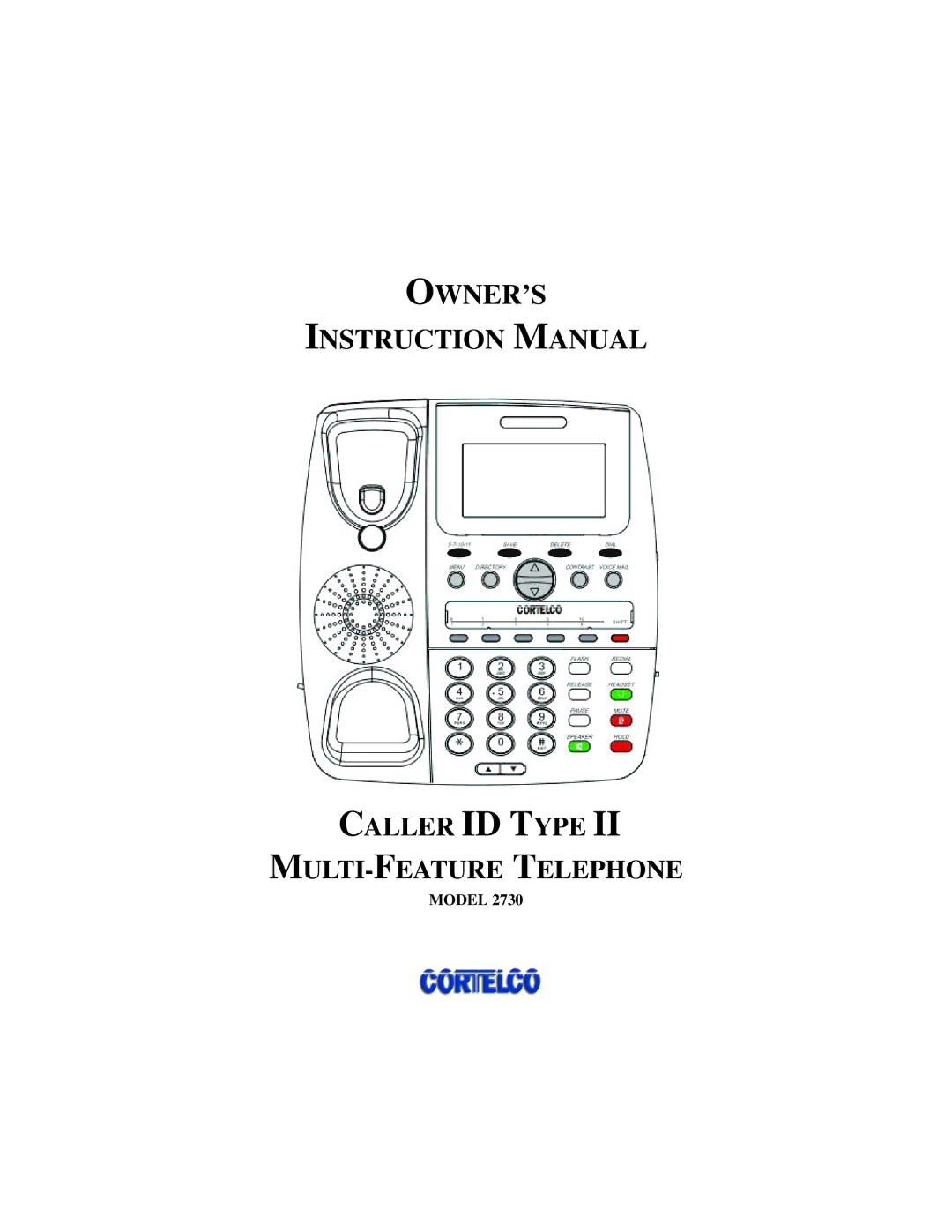 Cortelco 2730 instruction manual Owner’S 