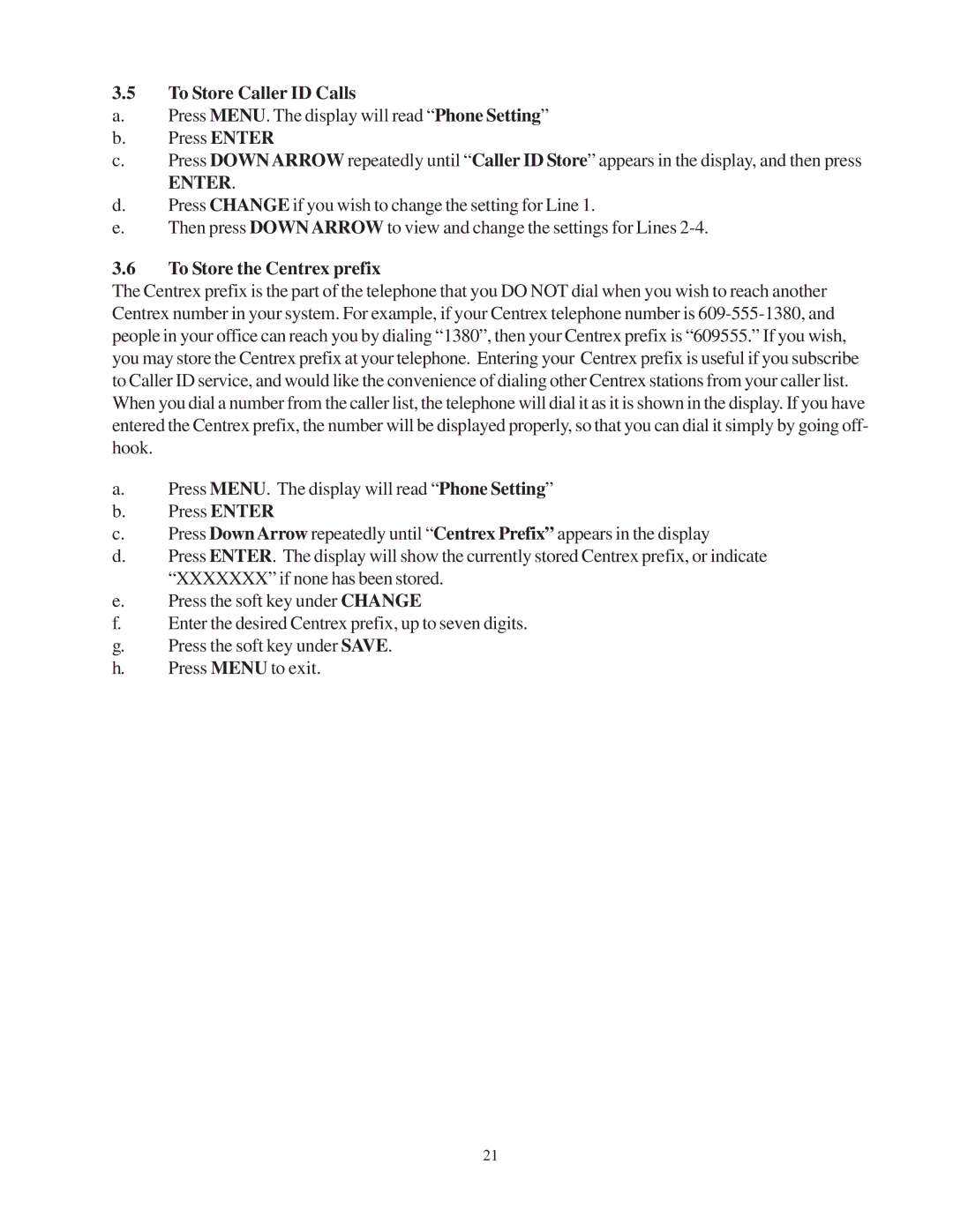 Cortelco 2740 instruction manual To Store Caller ID Calls, To Store the Centrex prefix 