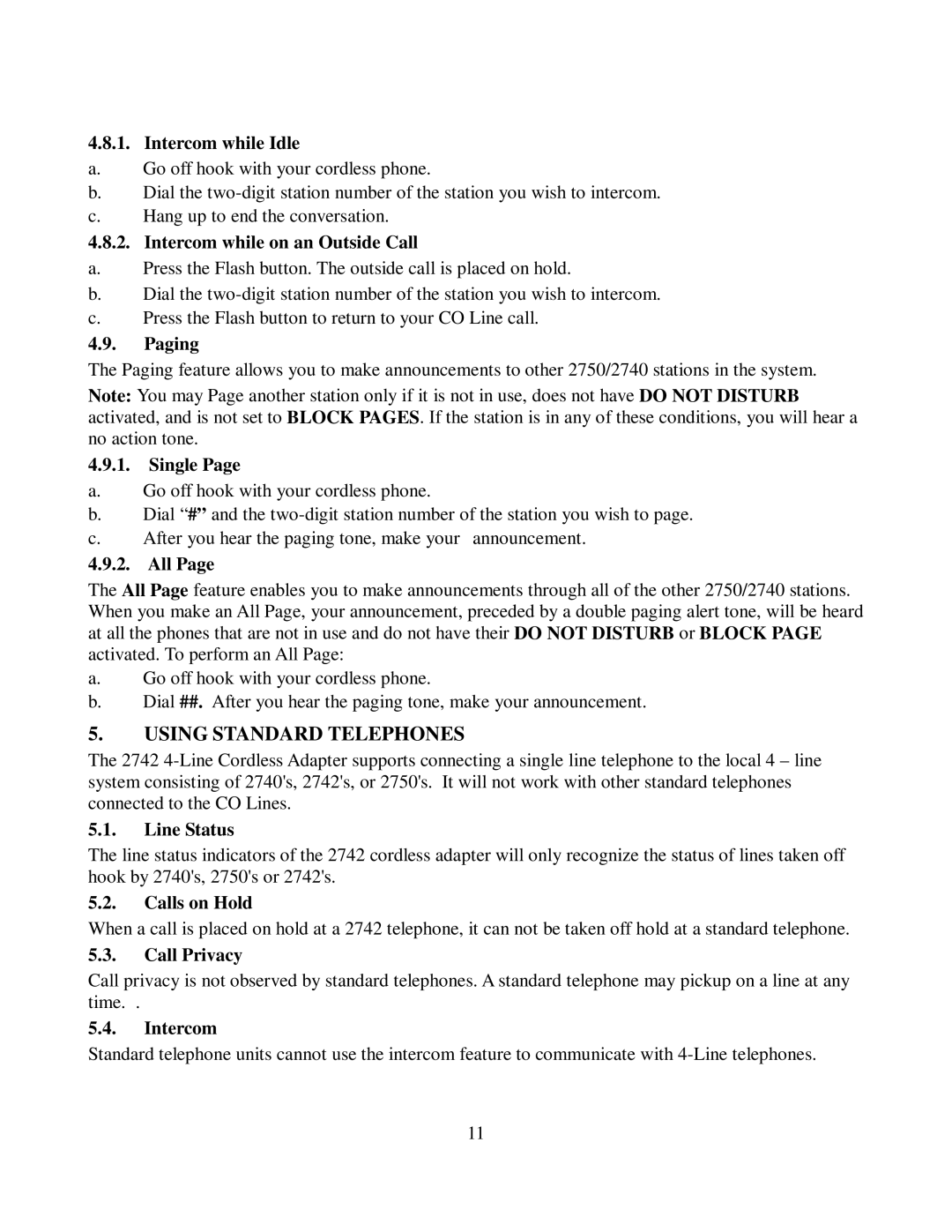 Cortelco 2742 instruction manual Using Standard Telephones 