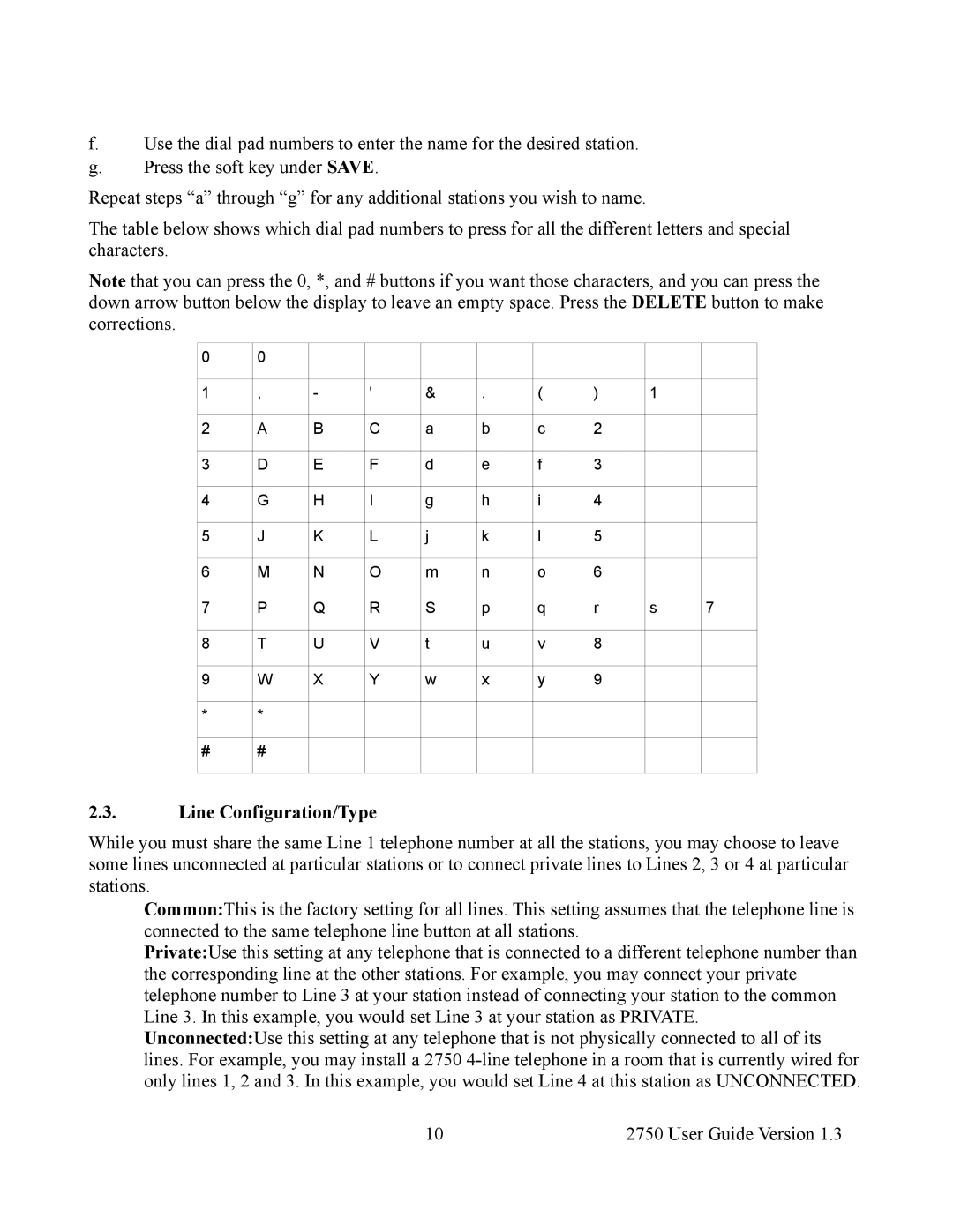 Cortelco 2750 instruction manual Line Configuration/Type 