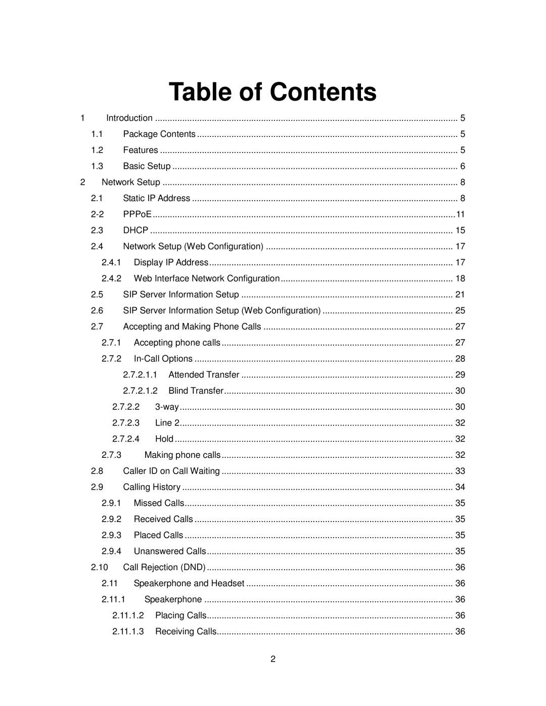 Cortelco 2757 manual Table of Contents 