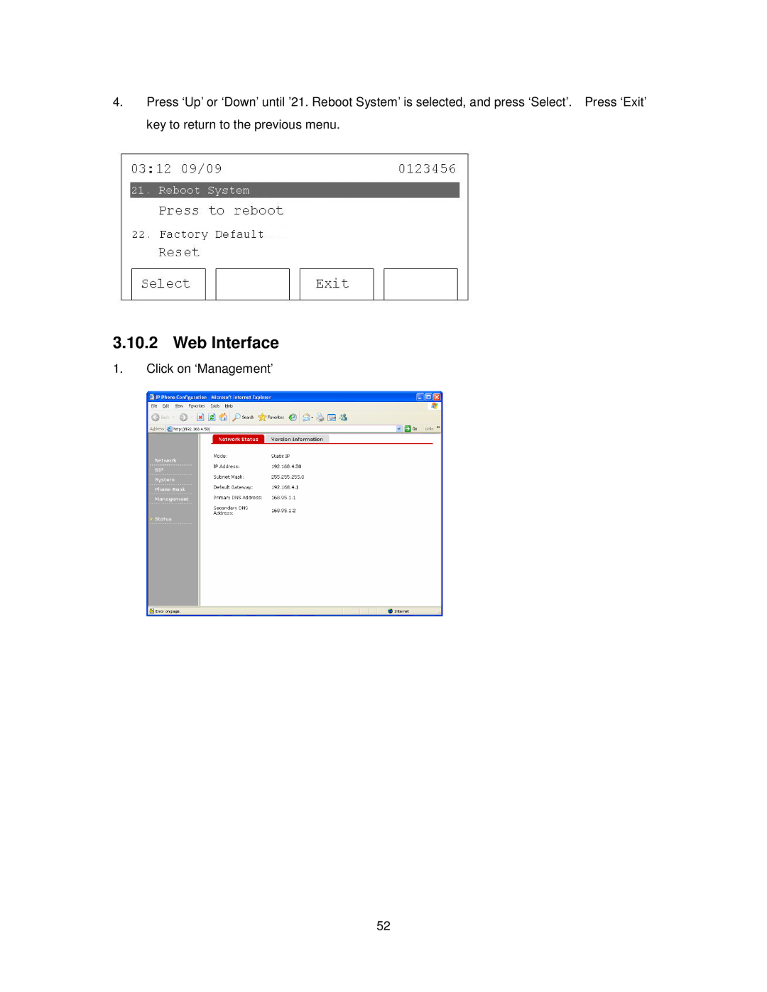 Cortelco 2757 manual Click on ‘Management’ 