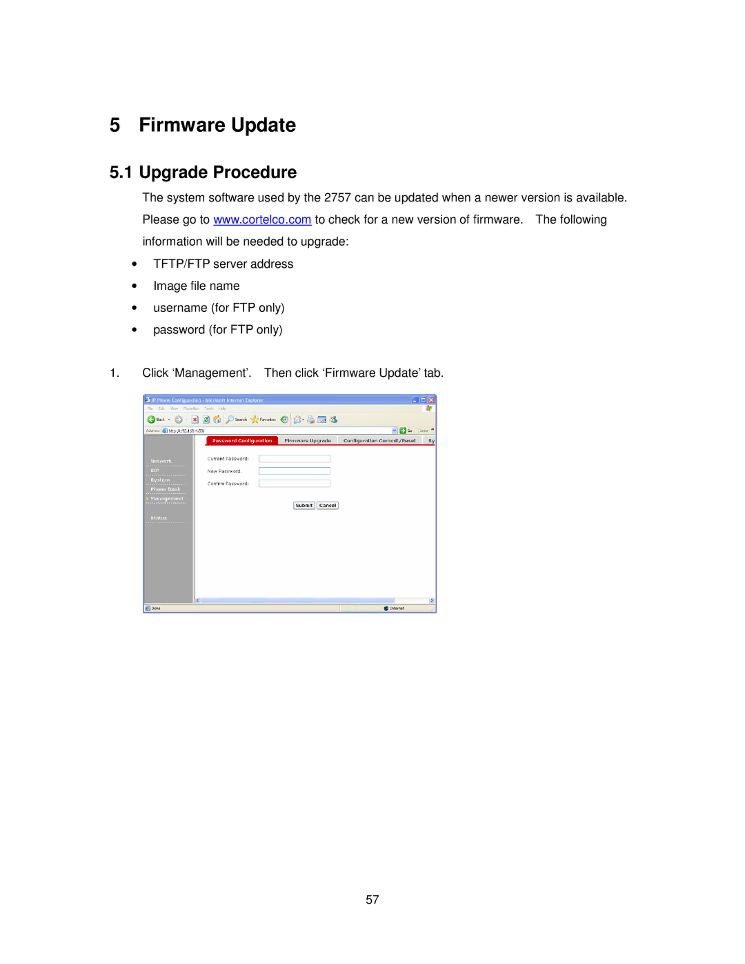 Cortelco 2757 manual Firmware Update, Upgrade Procedure 