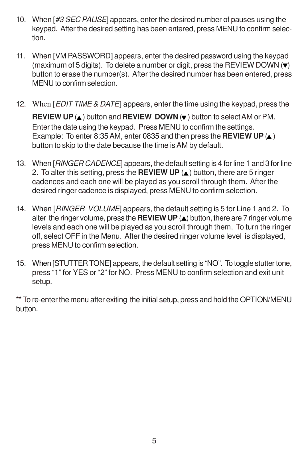 Cortelco 3220 instruction manual Press Menu to confirm selection 