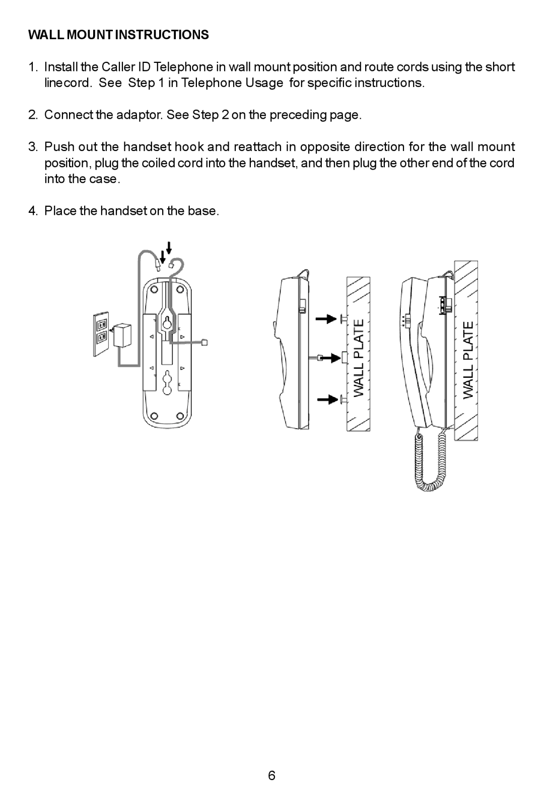 Cortelco 7150 instruction manual Wall Mount Instructions 