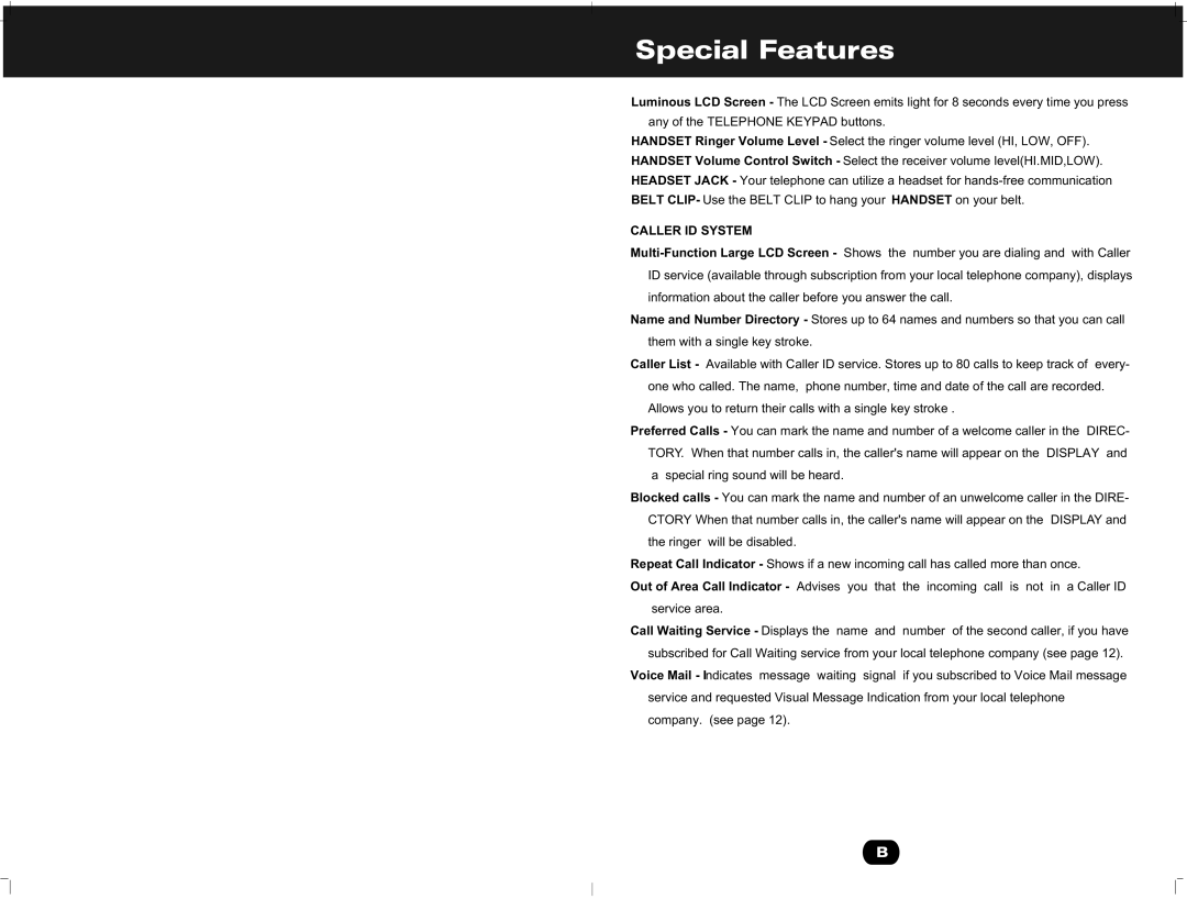 Cortelco 730901-TP2-27F owner manual Caller ID System 