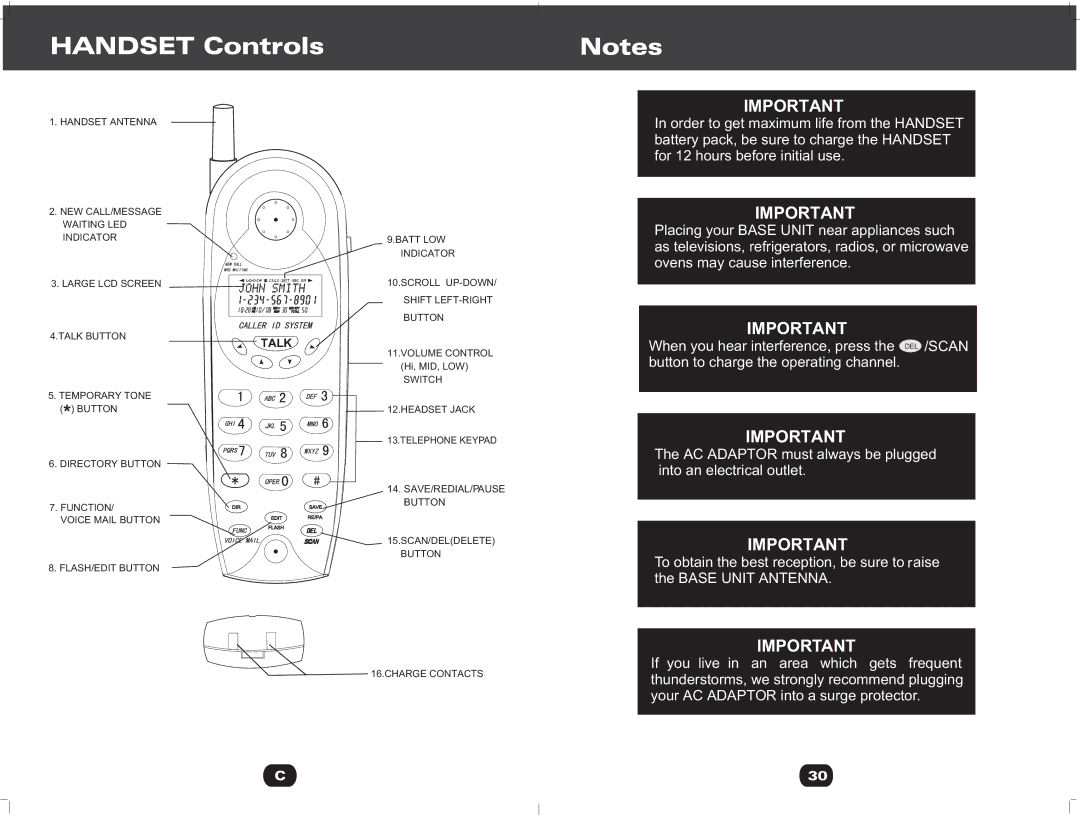 Cortelco 730901-TP2-27F owner manual Handset Controls, Talk 