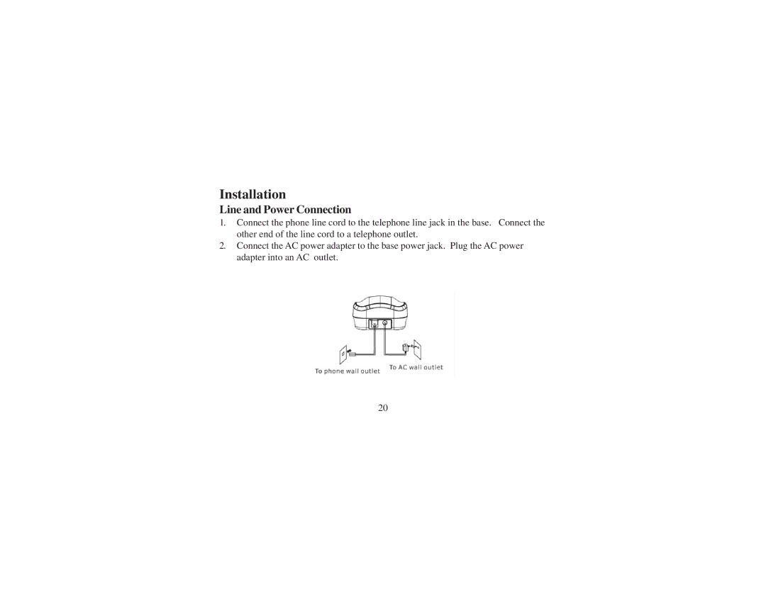 Cortelco 8012 instruction manual Installation, Line and Power Connection 