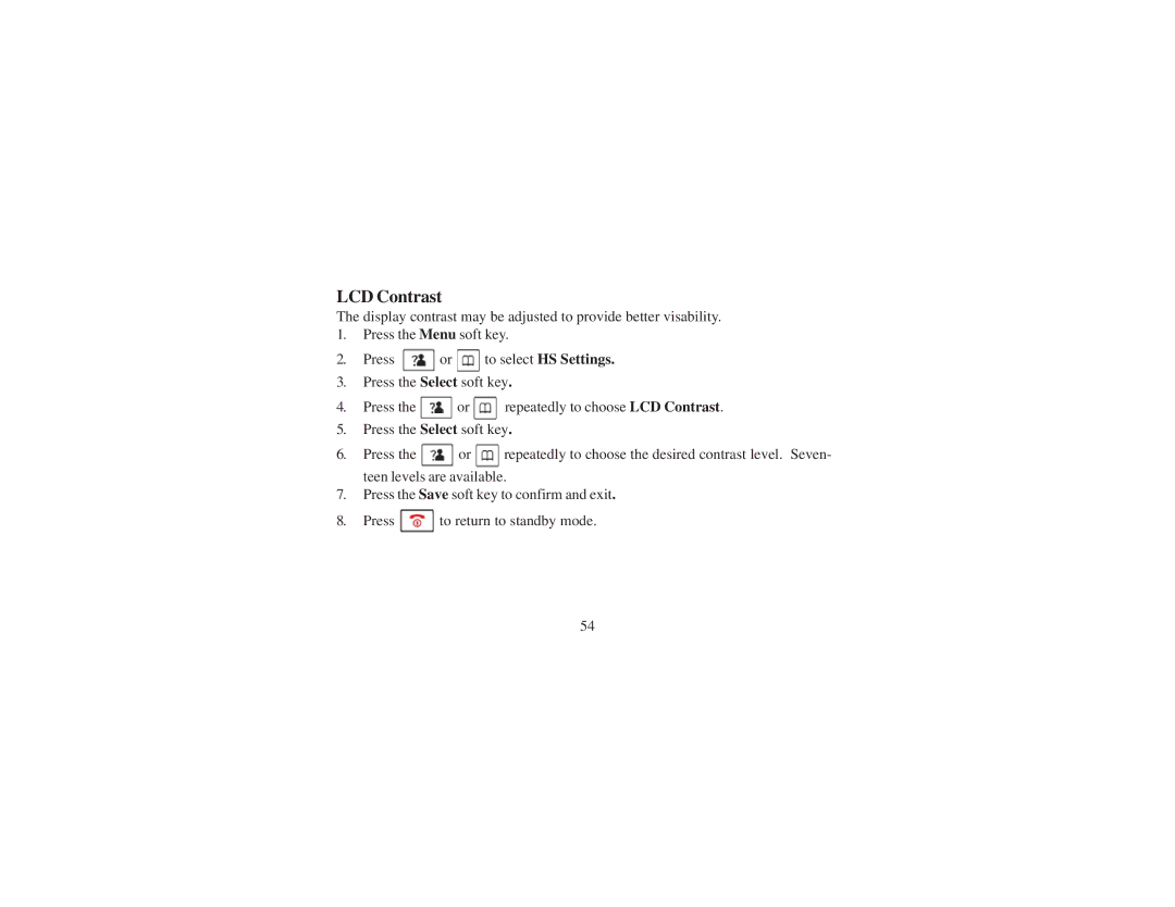 Cortelco 8012 instruction manual LCD Contrast 