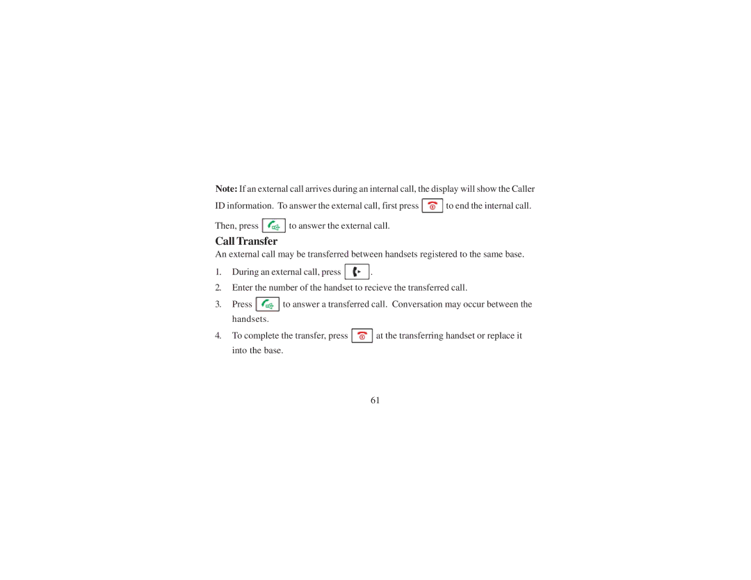 Cortelco 8012 instruction manual Call Transfer 