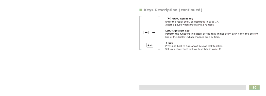 Cortelco 8015 instruction manual Right/Redial key 