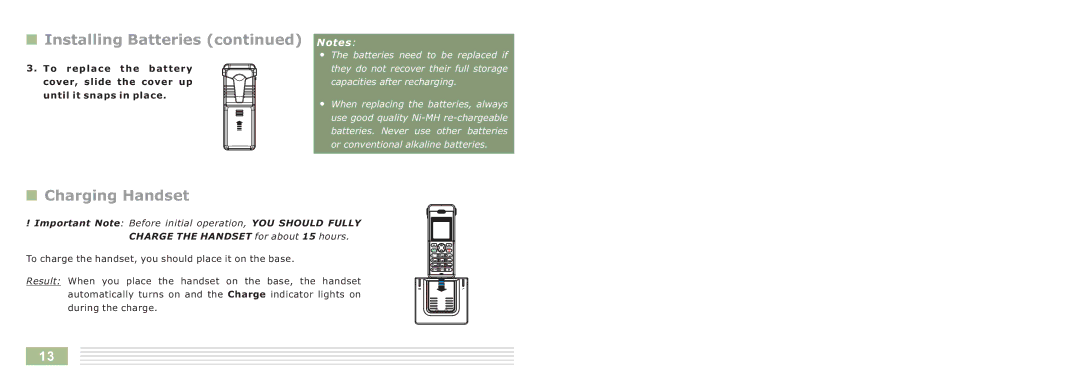 Cortelco 8015 instruction manual Charging Handset 