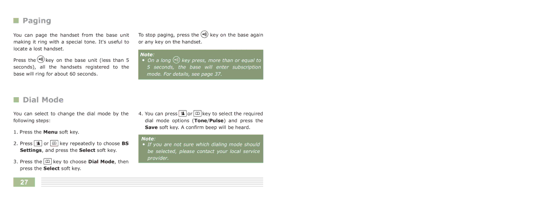 Cortelco 8015 instruction manual Paging, Dial Mode 