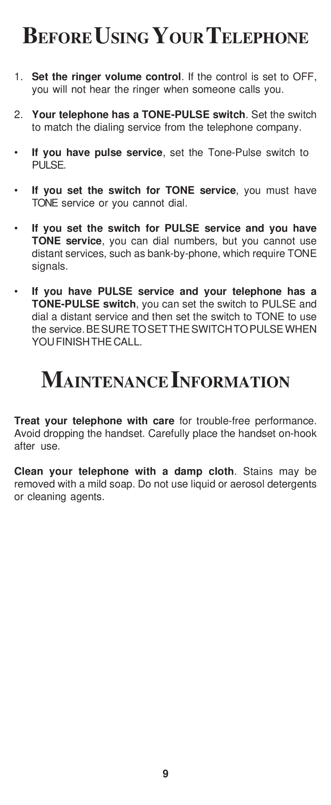 Cortelco 8150 instruction manual Before Using Yourtelephone, Maintenance Information 