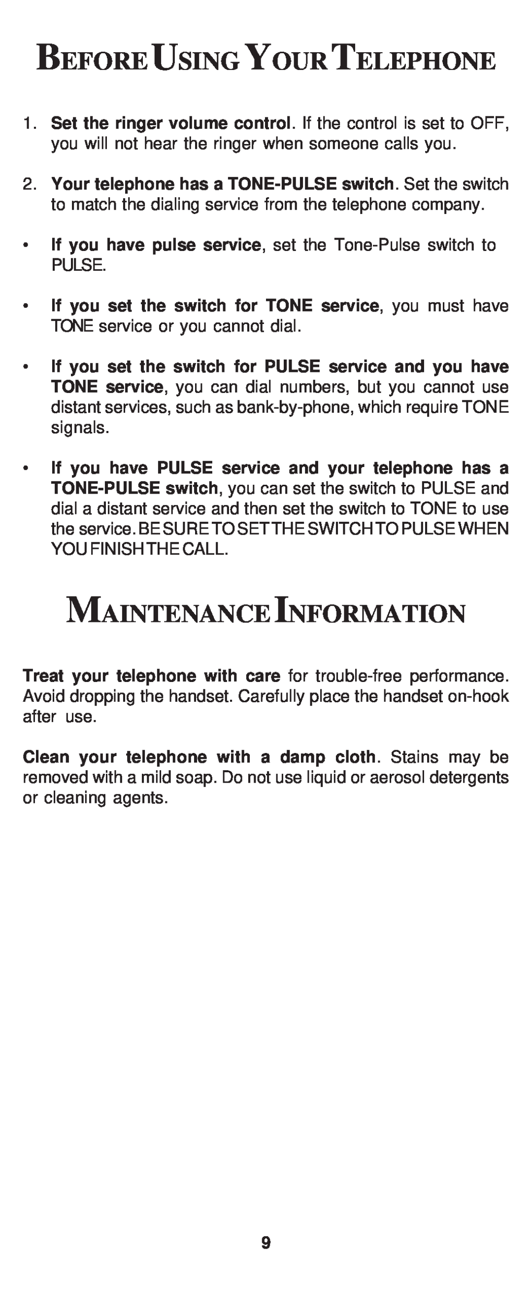 Cortelco 8150 instruction manual Before Using Yourtelephone, Maintenance Information 