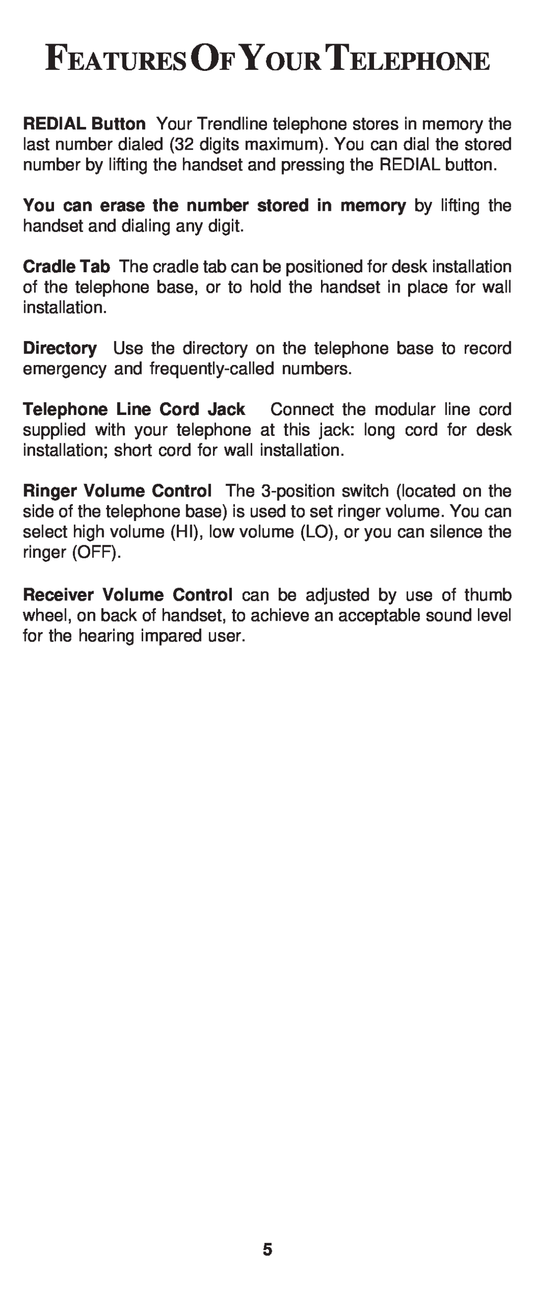Cortelco 8150 instruction manual Featuresofyourtelephone 