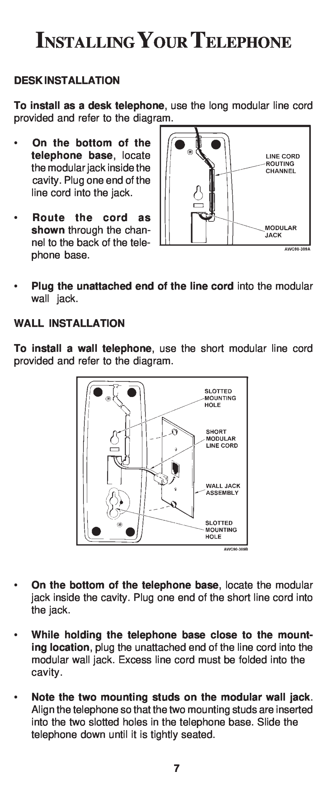 Cortelco 8150 instruction manual Installingyour Telephone 