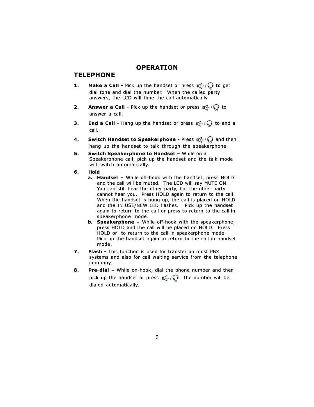 Cortelco 8782 instruction manual Operation Telephone 