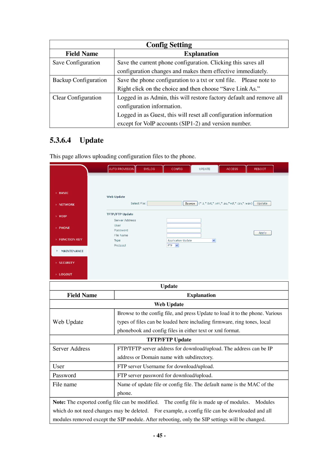 Cortelco C56 user manual Field Name, Web Update 