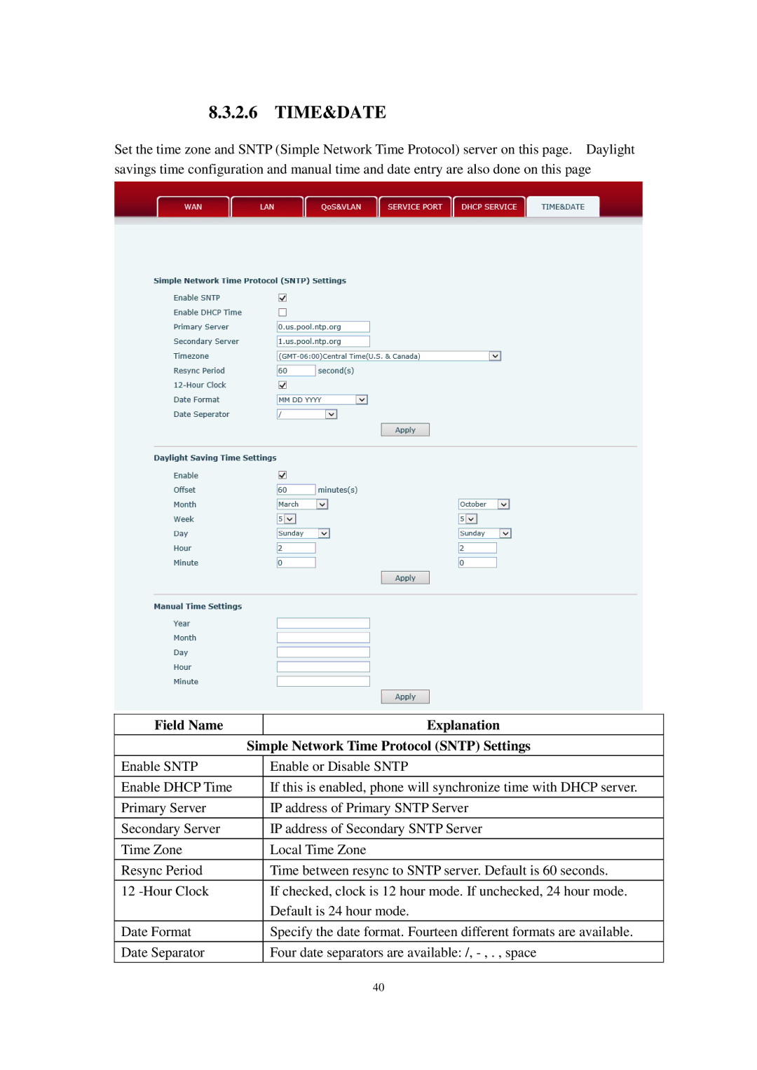 Cortelco C58P user manual Time&Date 