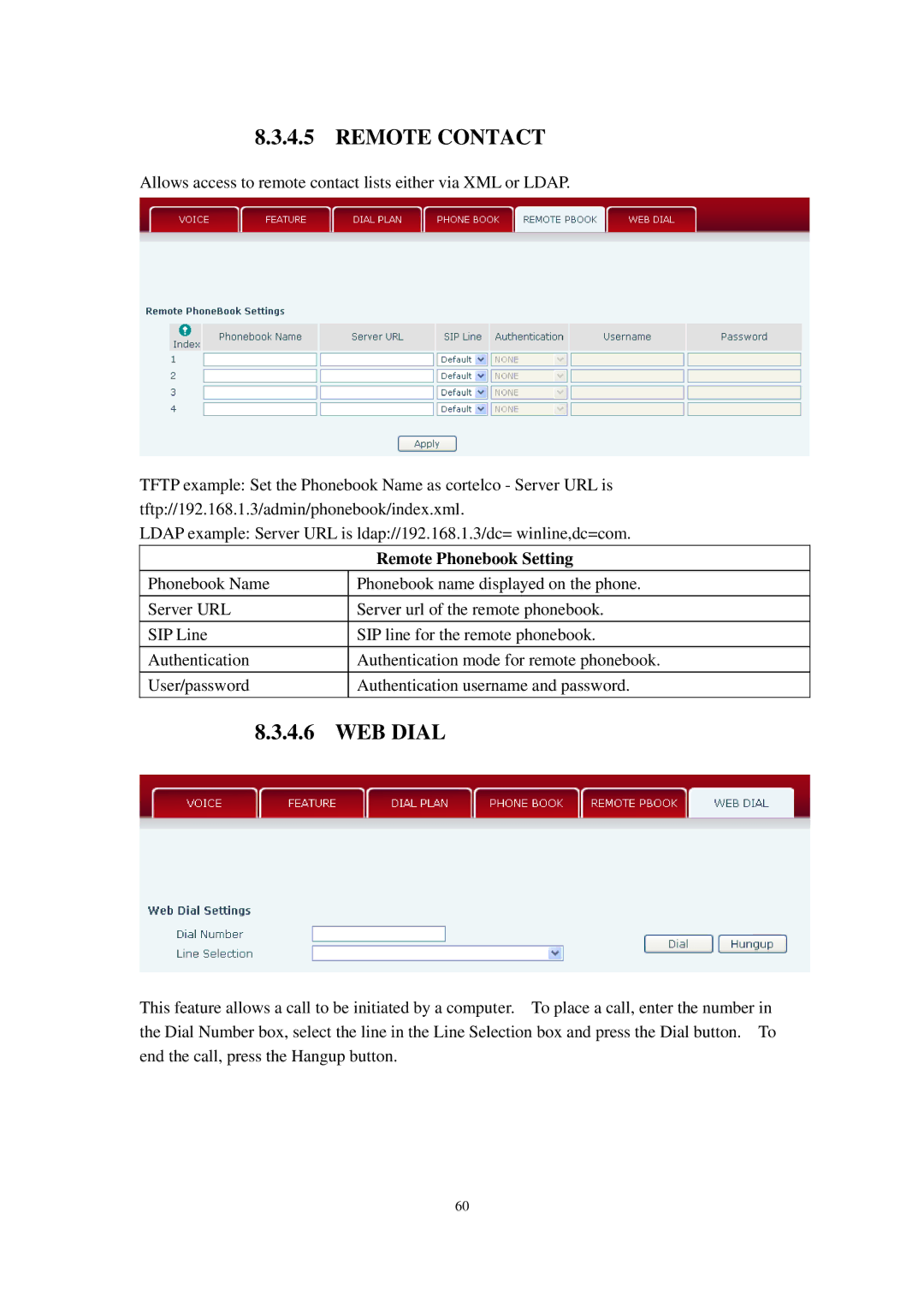 Cortelco C58P user manual 4.6, Remote Phonebook Setting 