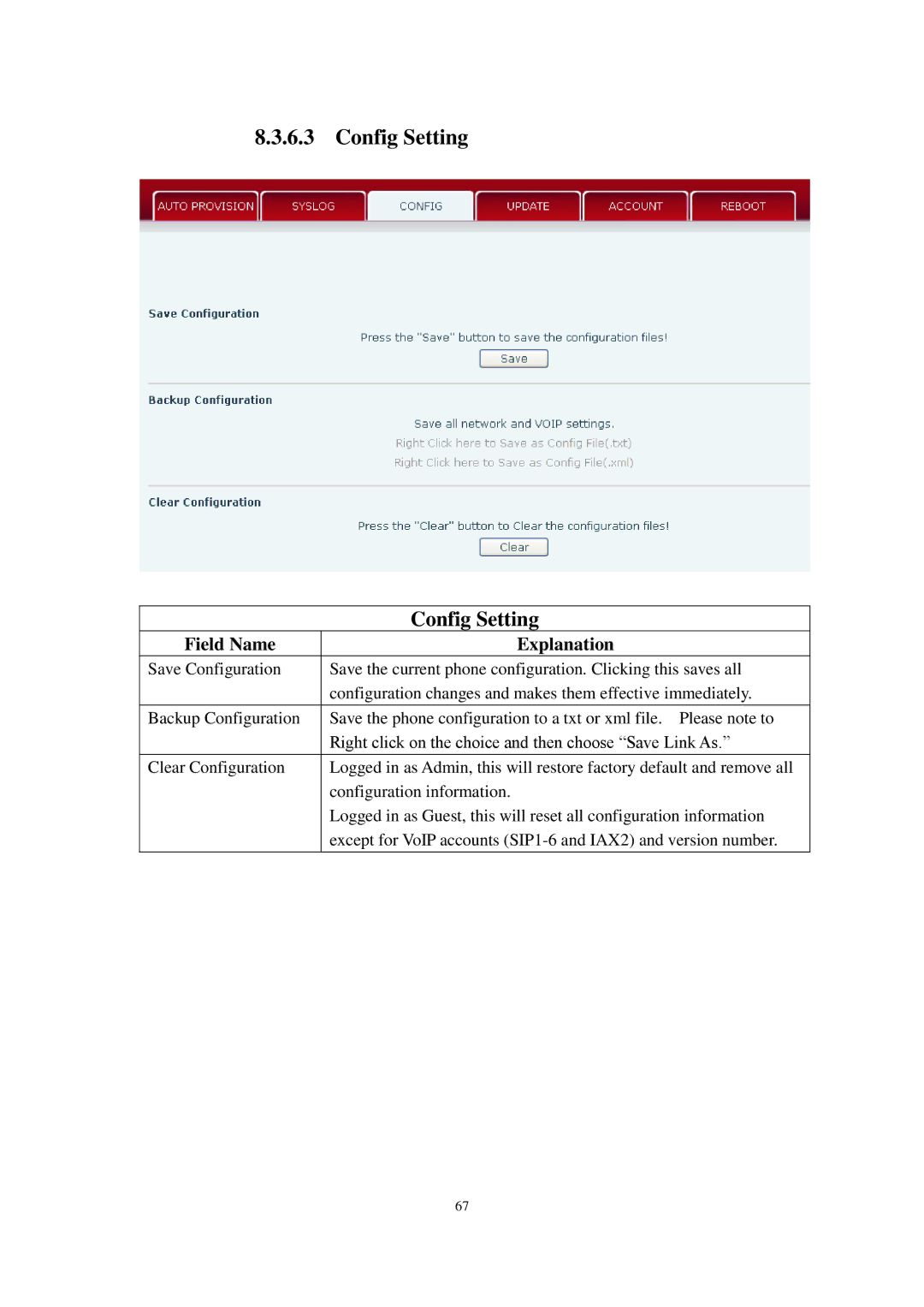 Cortelco C58P user manual Config Setting 