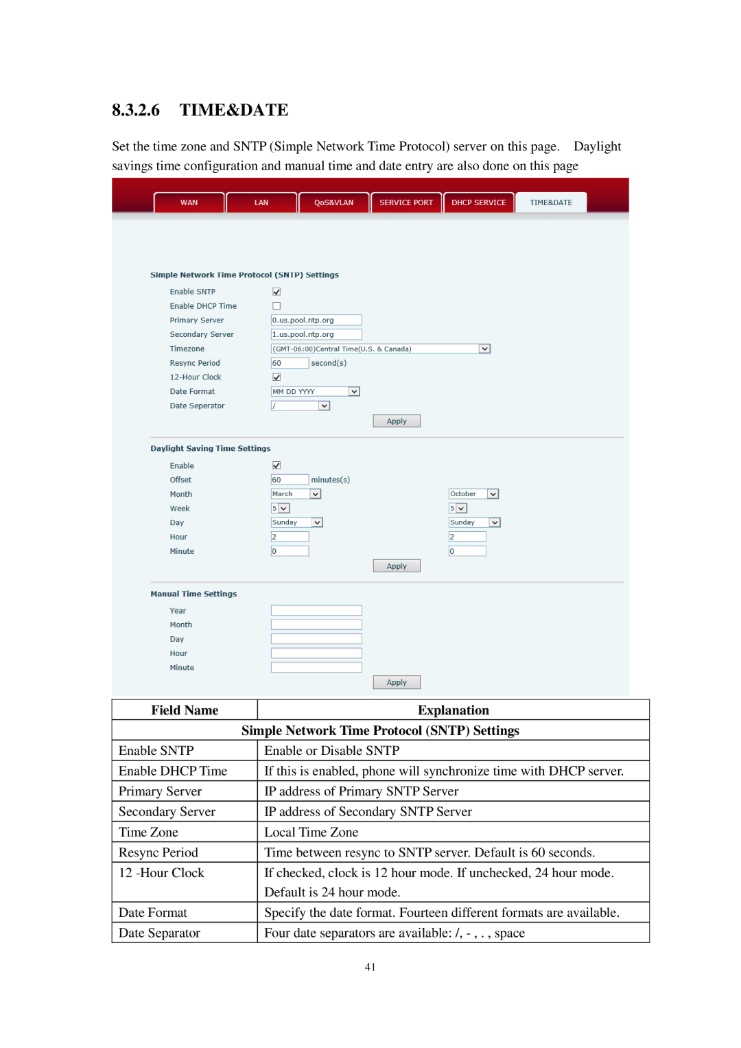 Cortelco C60 user manual Time&Date 