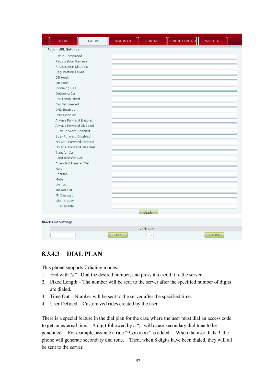 Cortelco C60 user manual Dial Plan 